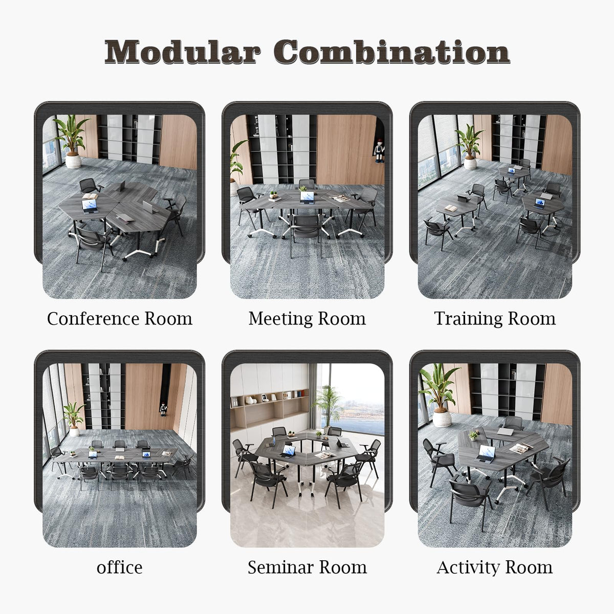 Conference Room Table, Foldable Flip Top Mobile Training Table with Wheels, 47.2 Inch Modern Rectangular Meeting Seminar Desk, Waterproof Metal Frame for Office, Classroom & Boardroom