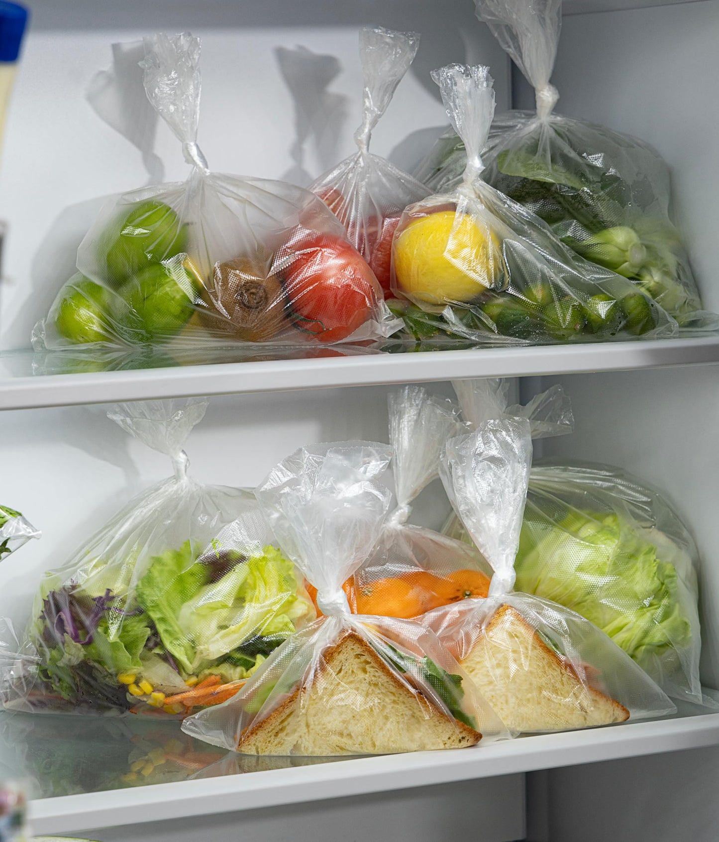 8"x12" & 10"x14" Quart & Gallon Plastic Produce Bags on a Roll- 350 Bags Each (700 Bags), Clear Grocery & Bread Bags, Food Contact Safe (Small & Medium)