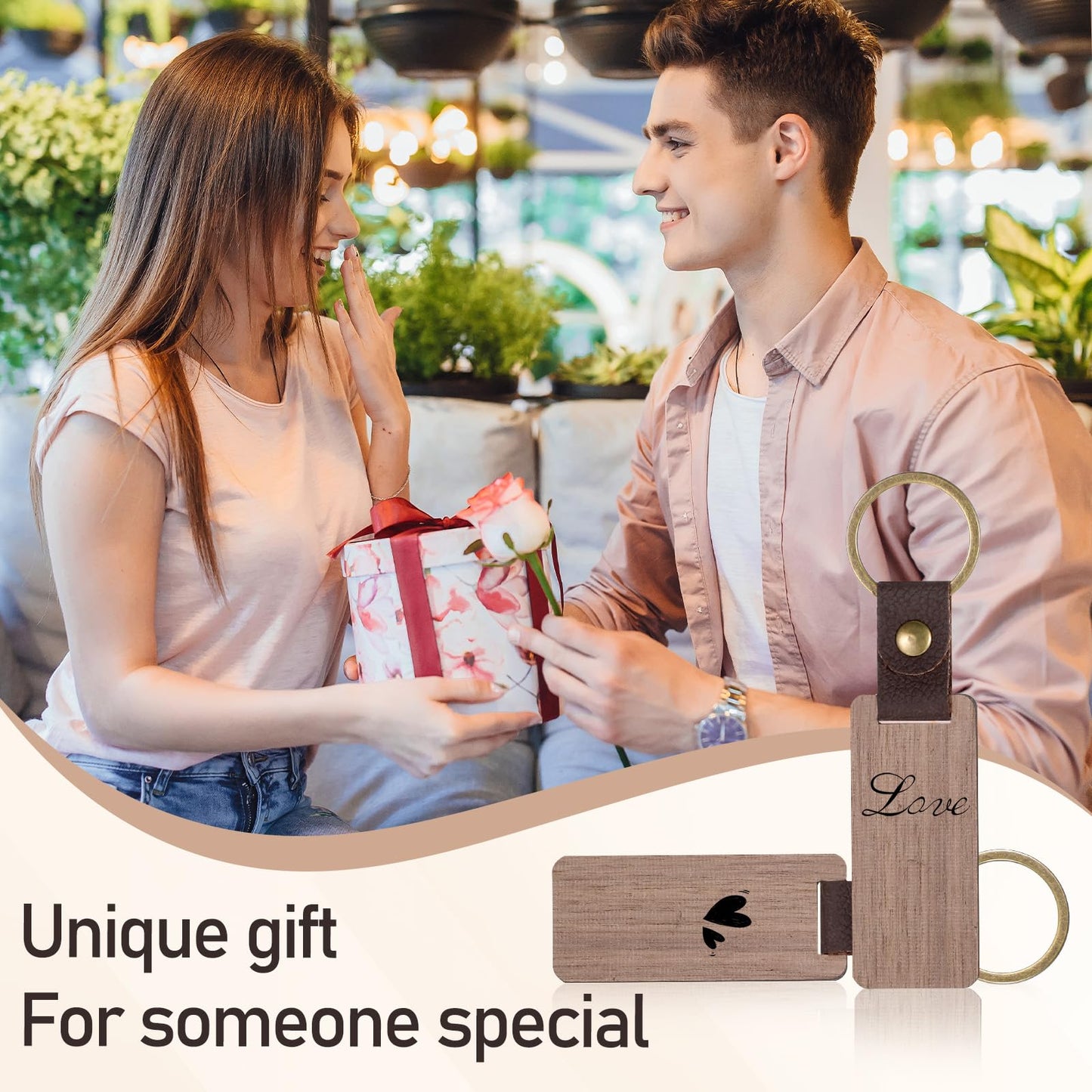 cobee 25 Pcs Leather Wood Keychain Blanks, Unfinished Wooden Keychain Blank with PU Leather Strap Laser Engraving DIY Craft Keychain Tag Gift for Him Her Employee Coworker Birthday Party New Year