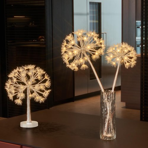 LITBLOOM Lighted Dandelion Tabletop Tree with Timer Battery Operated and USB Plug in, Twig Tree with Lights 18IN 48 Warm White LED Lights for Table Mantle Room Christmas Decoration