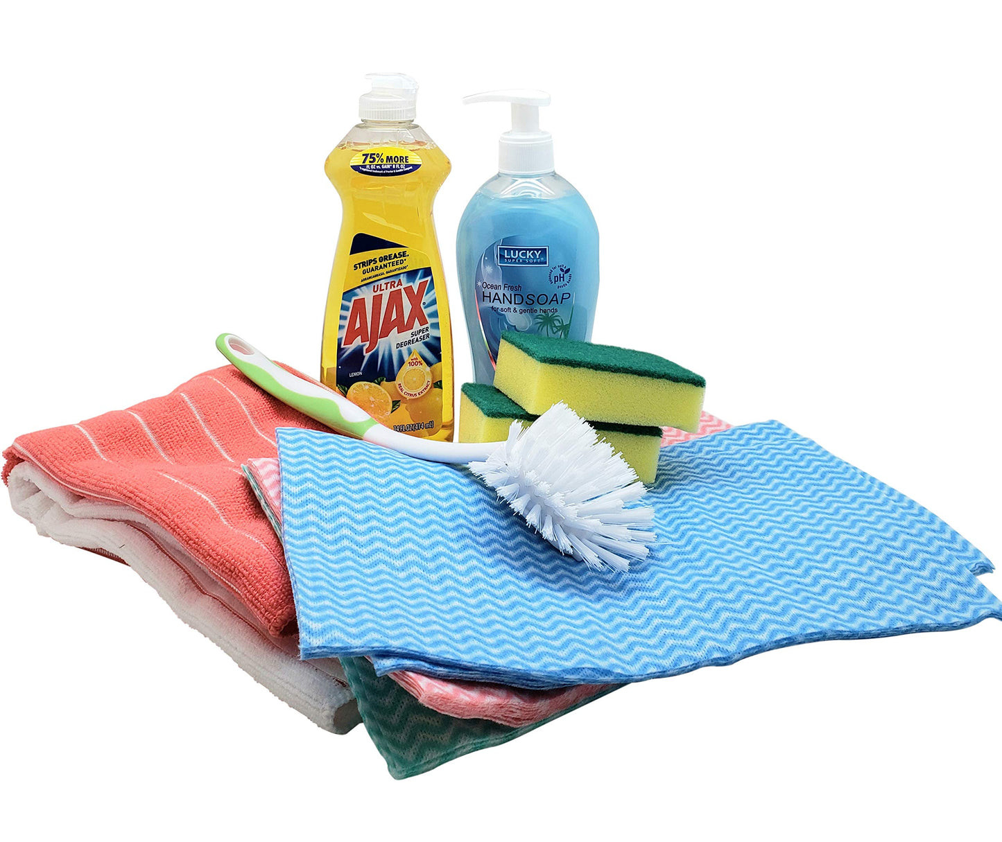 Dorm Room All Inclusive Kitchen Cleaning Kit comes with Dish soap, Sponges, Soap Hand Wash & More