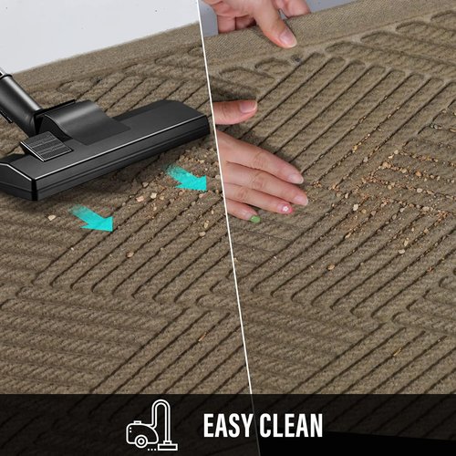HIYARD Sturdy Front Door Mat - Absorbent, Non-Slip Rubber Backing | Low Profile, 30x17, Beige