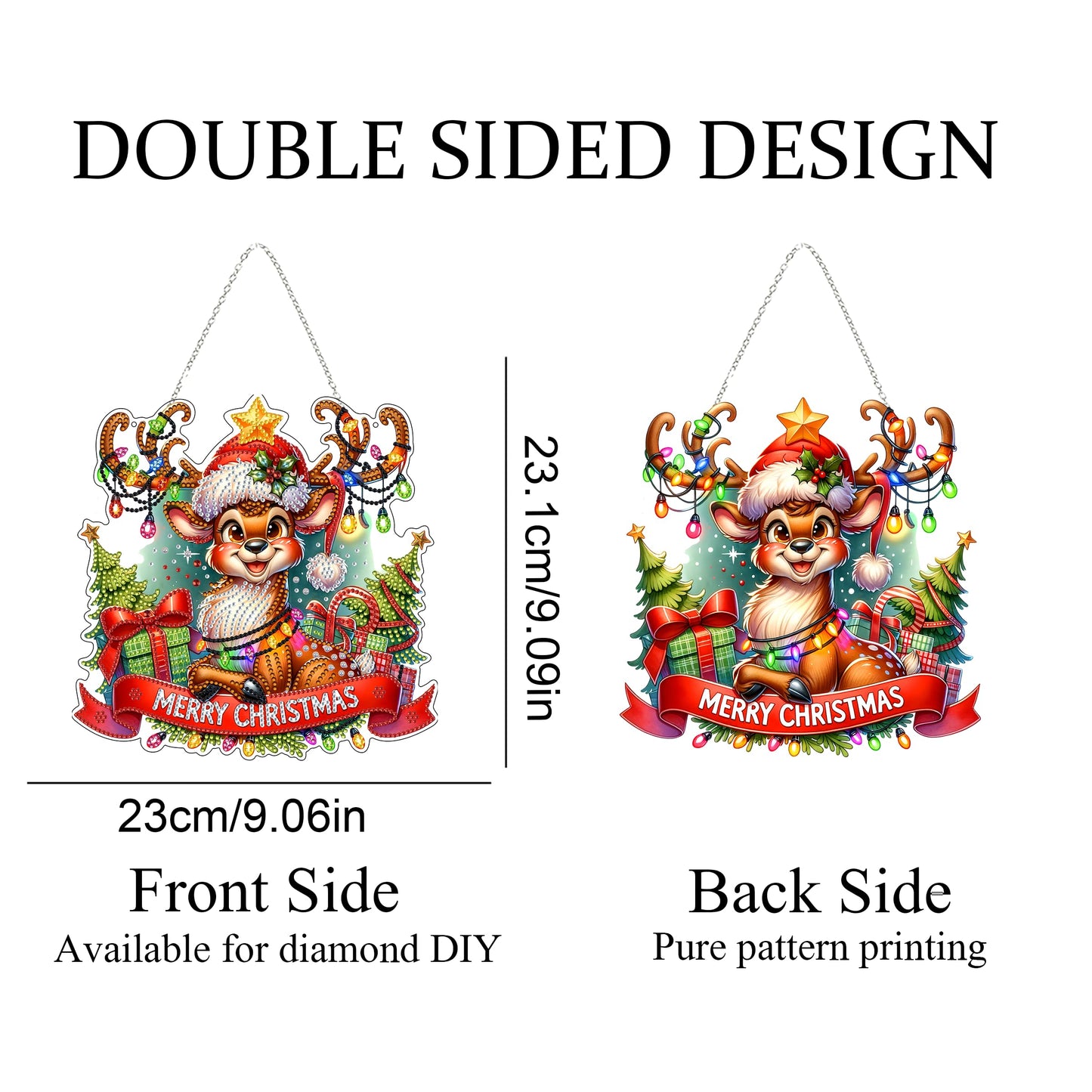 DIY Acrylic Diamond Art Painting Wreath Kits Special Shaped Rhinestone 5D Diamond Art Window Pendants Home Garden Wall Hanging Kits Hanging Ornament (Merry Christmas)