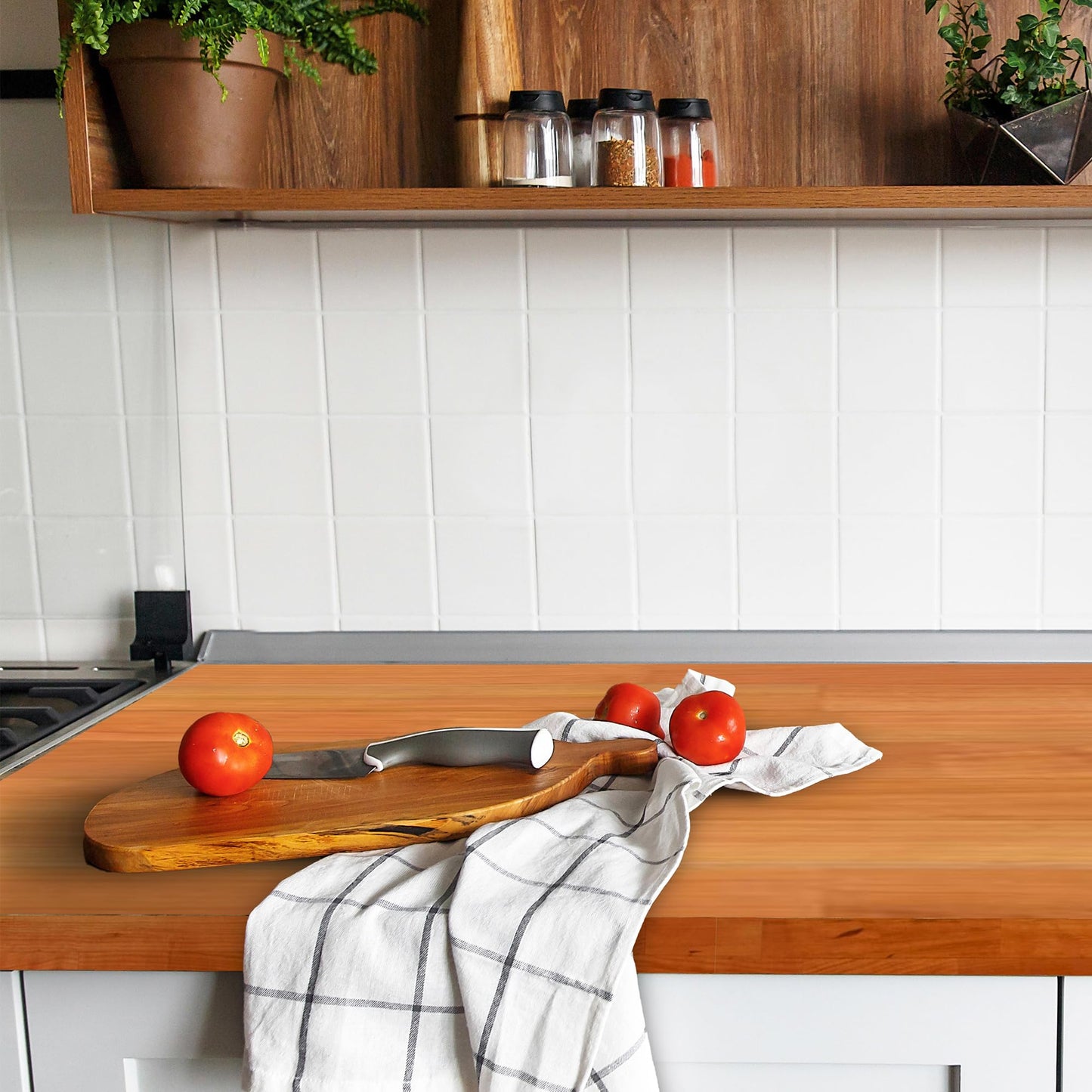 John Boos Rectangular Wooden Blended Cherry Counter & Island Top Cutting Board 24”x25” – 1.5” Thick, 25-lb Non-Reversible Countertop Butcher Block with Eased Edges & Edge-Grain – Made in the USA