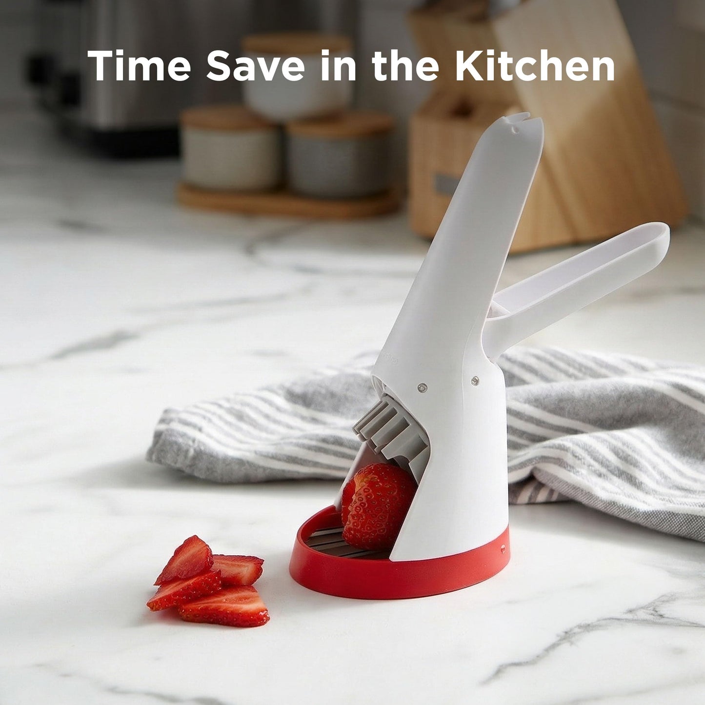 Chef'n Hand-Held Slicer Strawberry Slicester, Updated Design, Cherry/Meringue (102-712-400)