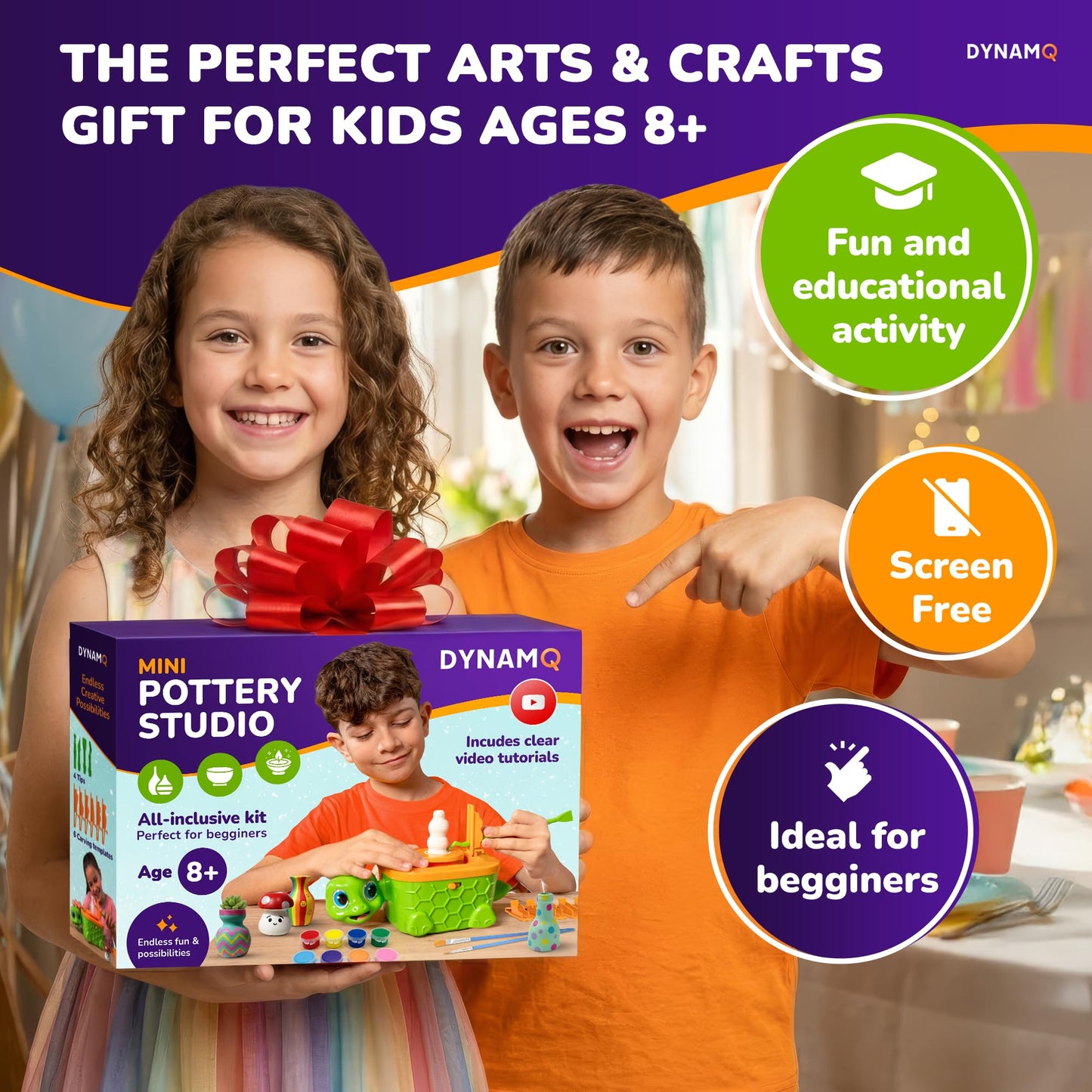 Precision Mini Pottery Wheel for Kids - Complete DIY Pottery Studio Kit with High Power Motor & Air Dry Clay - Create 12 Miniature Projects - Great for Kids Ages 8-12, Engineered for Perfect Creations