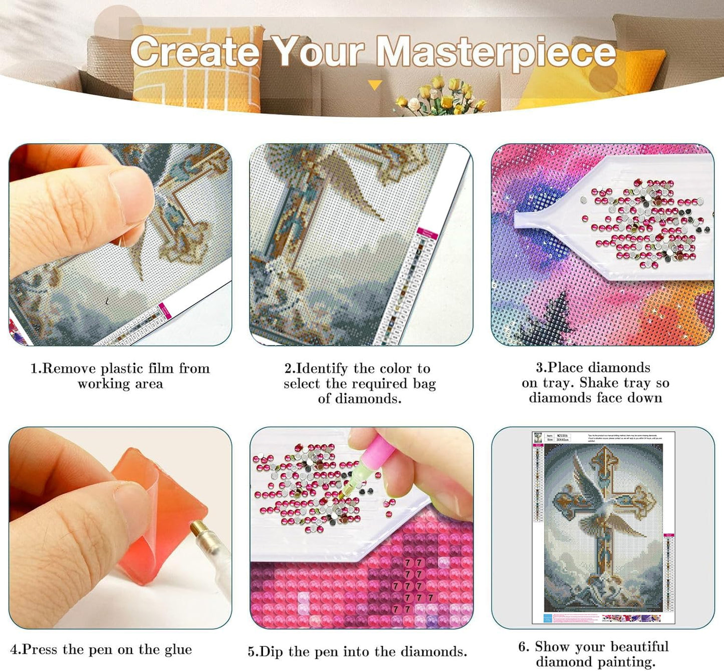 Axquilon Religious Diamond Art Kits for Adults - 3 Pack Cross Diamond Painting Kits for Adults, 5D Round Full Drill Christian Gem Art, Paint by Diamonds Pictures DIY Crafts Kits 12x16inch