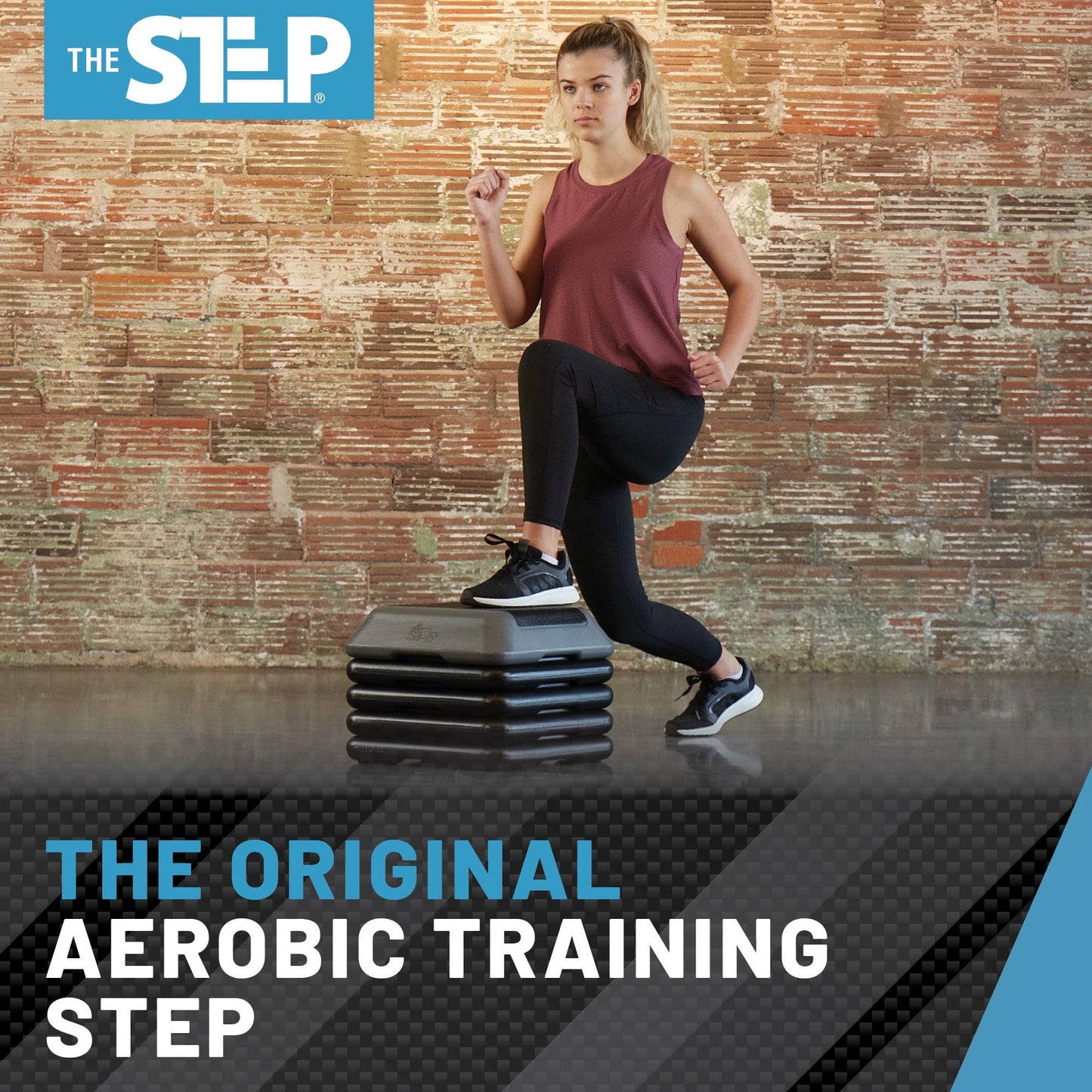 The Step Adjustable High Step Aerobic Platform with 4 Risers, Home Gym Workout Equipment, Fitness Stair Stepper Exercise Platform, Aerobic Exercise Equipment Made in the USA