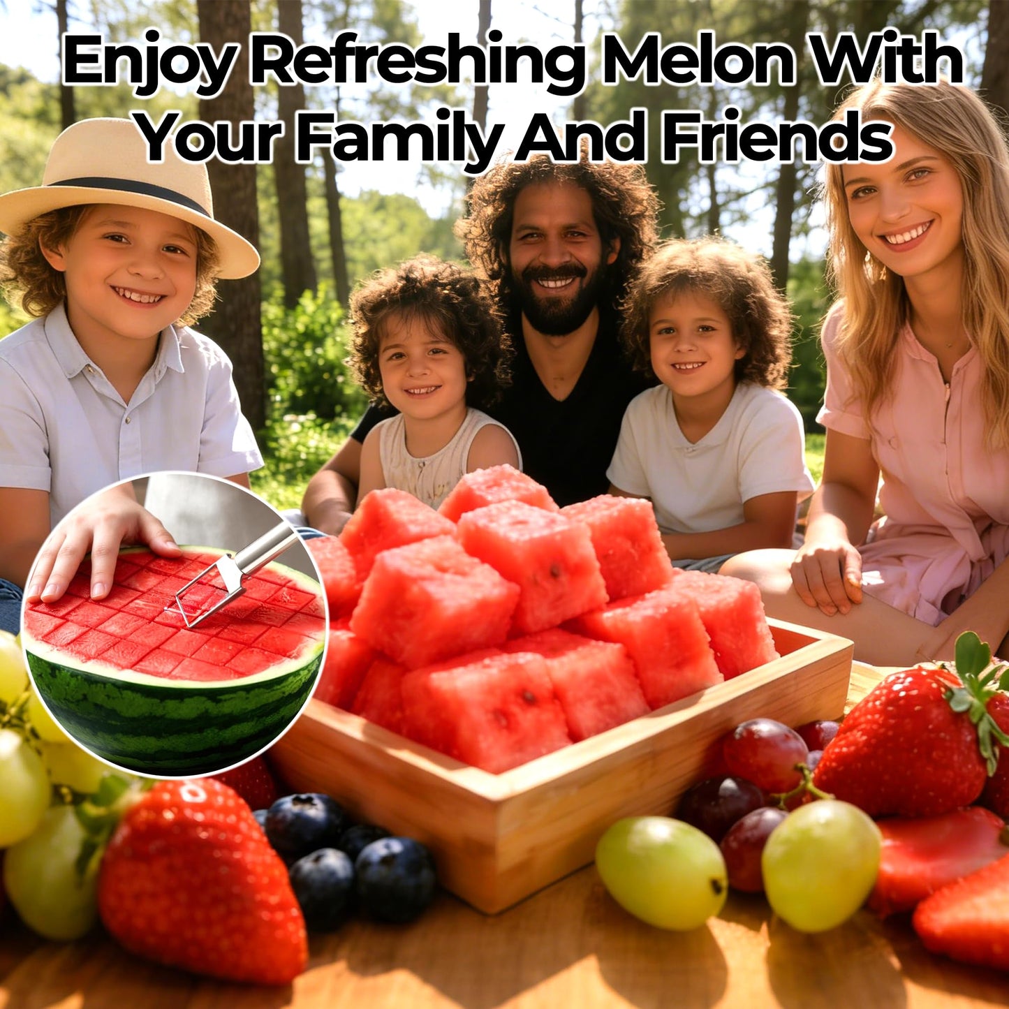 2-in-1 Stainless Steel Fruit Cutter, 2026 New Upgrade Dual Head Watermelon Fork Slicer Cutter Tool, Summer Watermelon Fruit Cutting Home Kitchen Gadgets (2PCS)