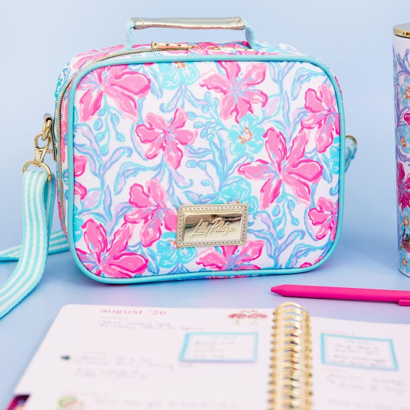 Lilly Pulitzer Insulated Lunch Box for Women, Cute Lunch Cooler Bag with Adjustable/Removable Shoulder Strap (Beachside Haven)