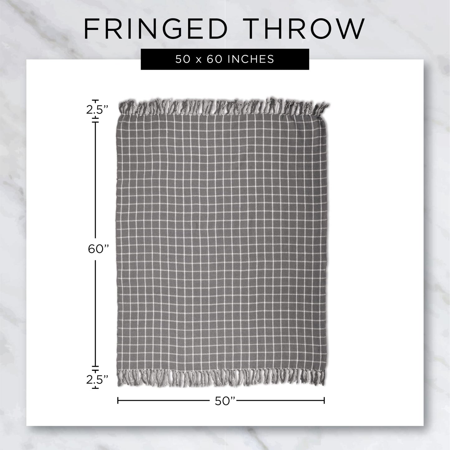 DII Farmhouse Woven Throw, 50x60 with 3" Fringe, French Blue