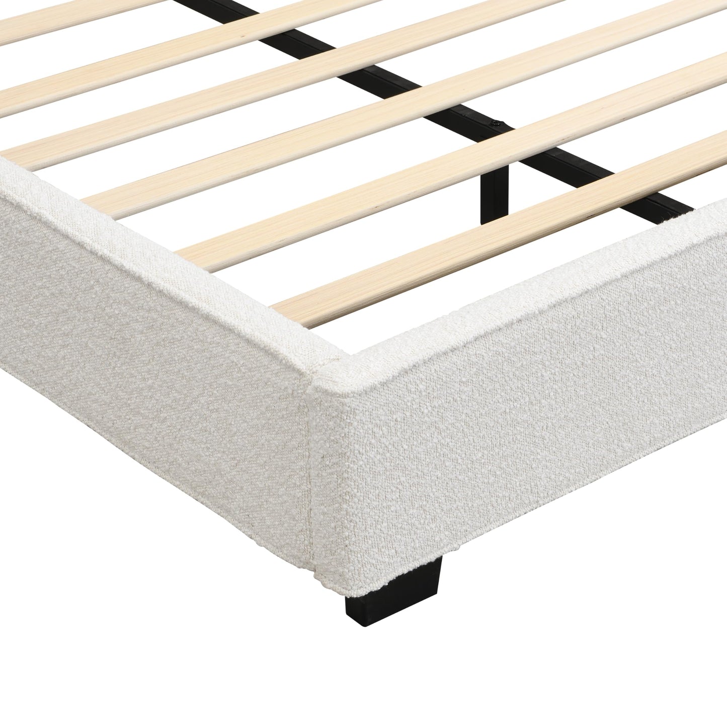 Christopher Knight Home Cordo King Size Bed, Velvet Upholstered Platform Bed, Wooden Slats Panel Support, Tufted Square Corners Haedboard, No Box Spring Needed, Easy Assembly, Beige