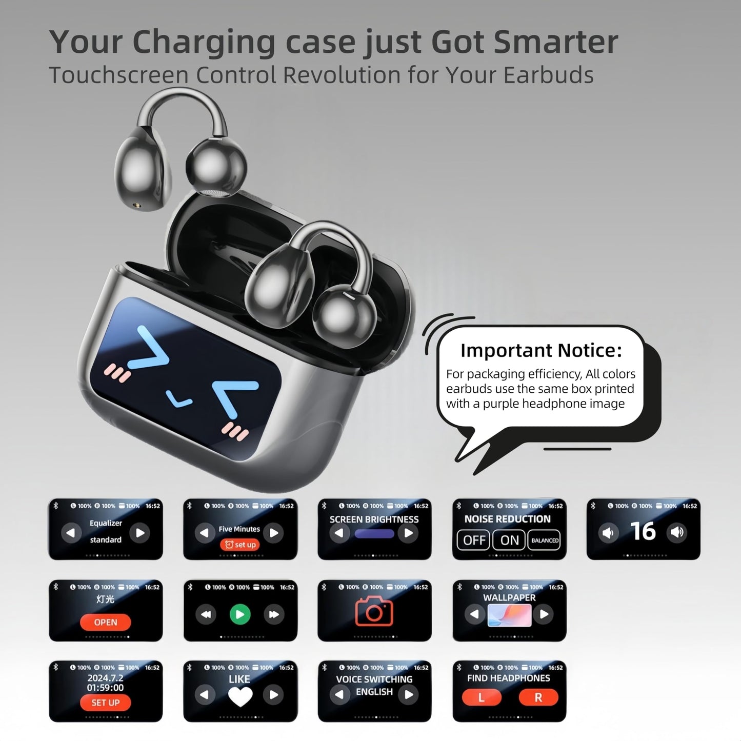 Clip On Earbuds Touch Screen,Wireless Open Ear Headphones with Bluetooth 6.0,50h Battery Life,Lightweight Comfort Sport Earbuds Built-in Mic IPX7 Waterproof Earphones for Running Fitness,black