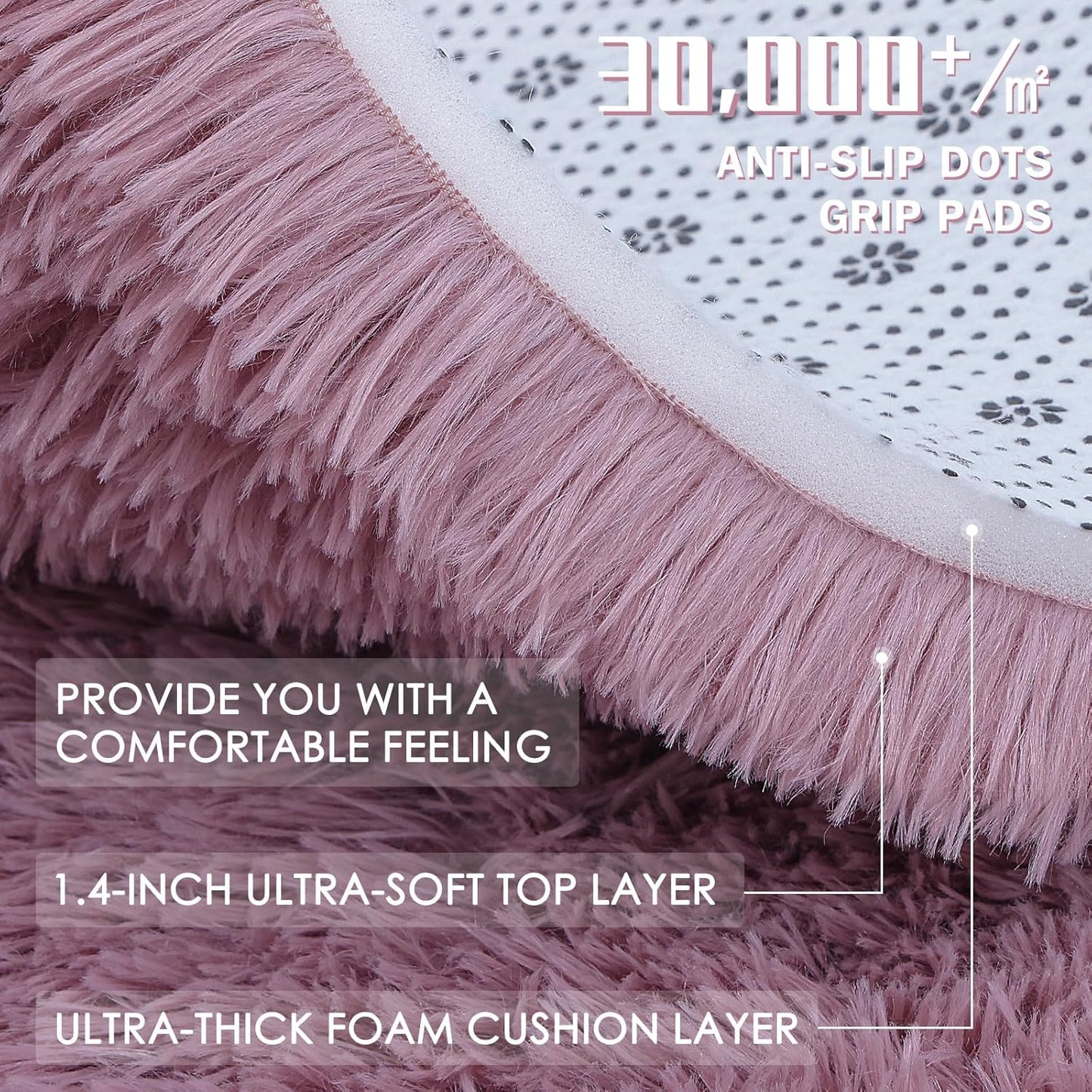 OLANLY Runner Rugs - Soft, Machine Washable 2x6 Shaggy Carpet for Hallway & Bedroom | Blush Color