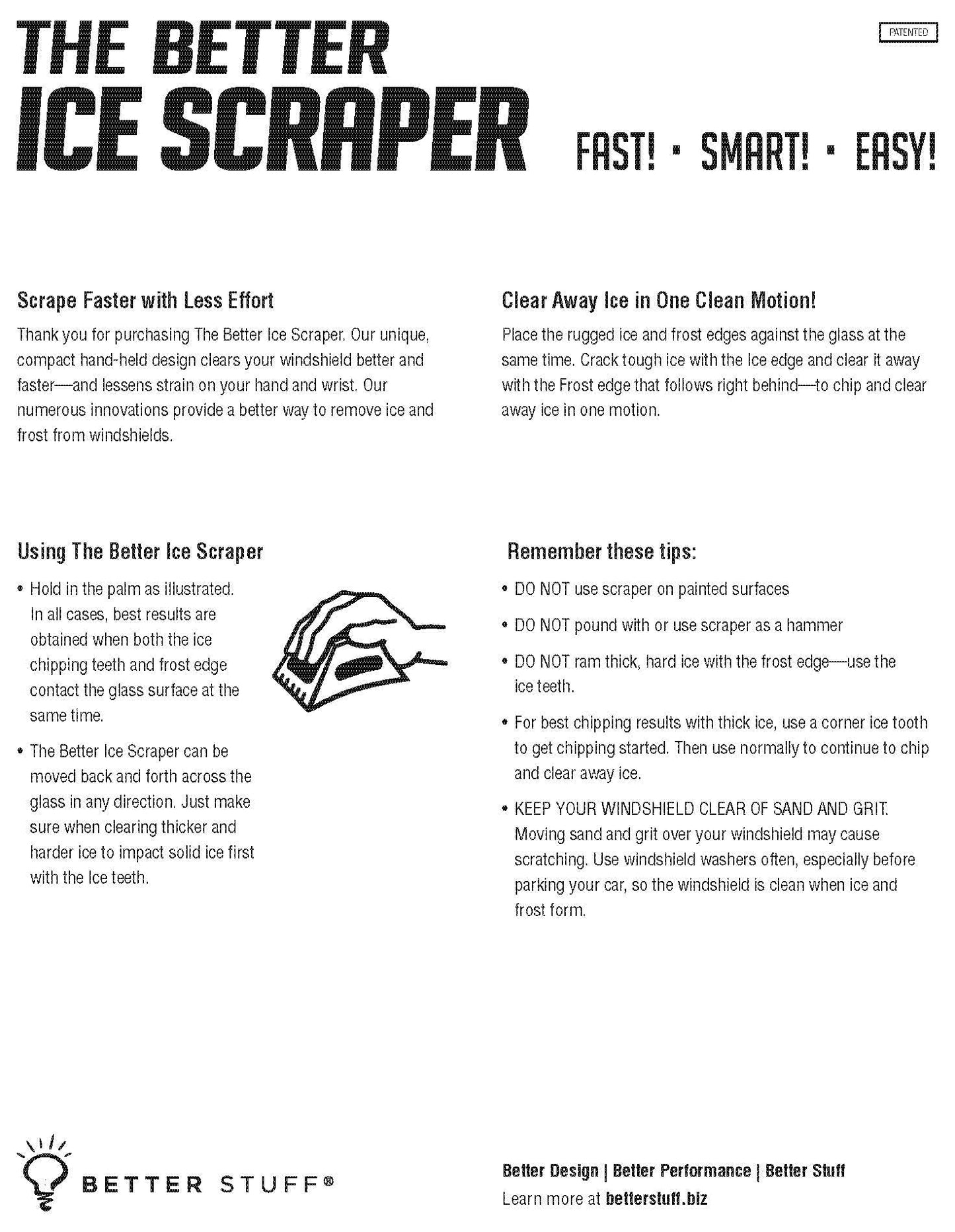 The Better Ice Scraper for Car Windshield | Fast, Efficient, Ergonomic | Magically Remove Ice and Frost from Auto Window | Patented Shape Shifting Technology | Durable Brass Edge | Compact | Pack of 1