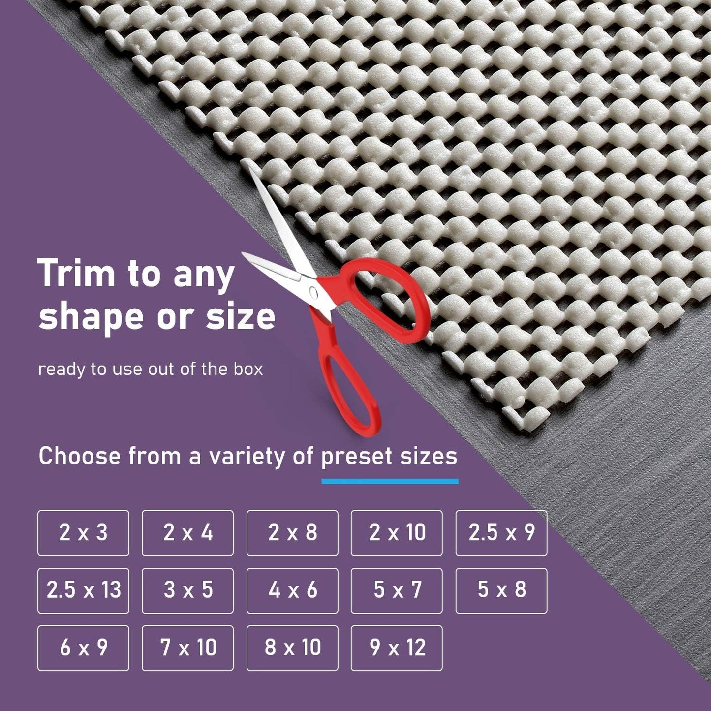 Rug Gripper Non-Slip Pad Underlay - Thick Padding for Hardwood Floors, Size 2 x 3, Prevents Sliding