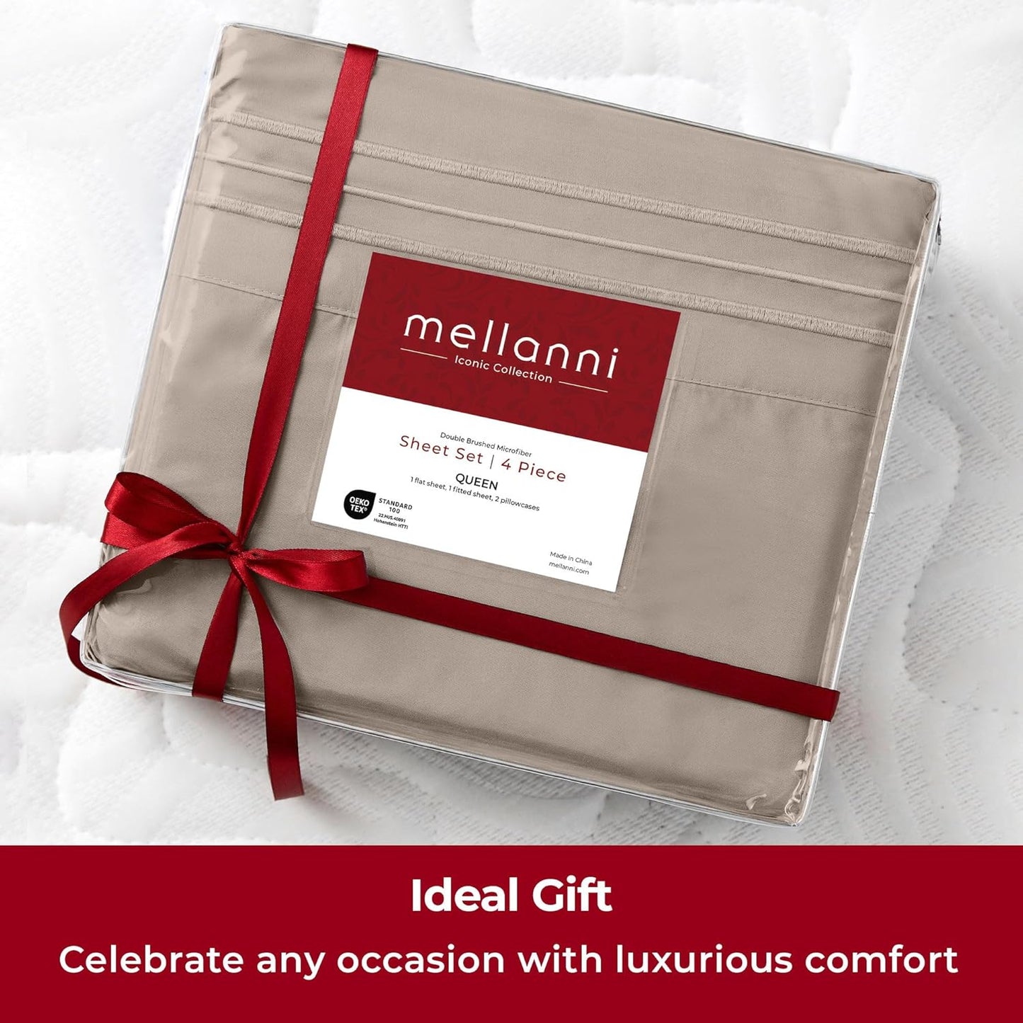 Mellanni Extra Deep Full Sheets - Hotel Luxury Bedding Set | Ultra Soft, Cooling & Stain Resistant (Full, Tan)