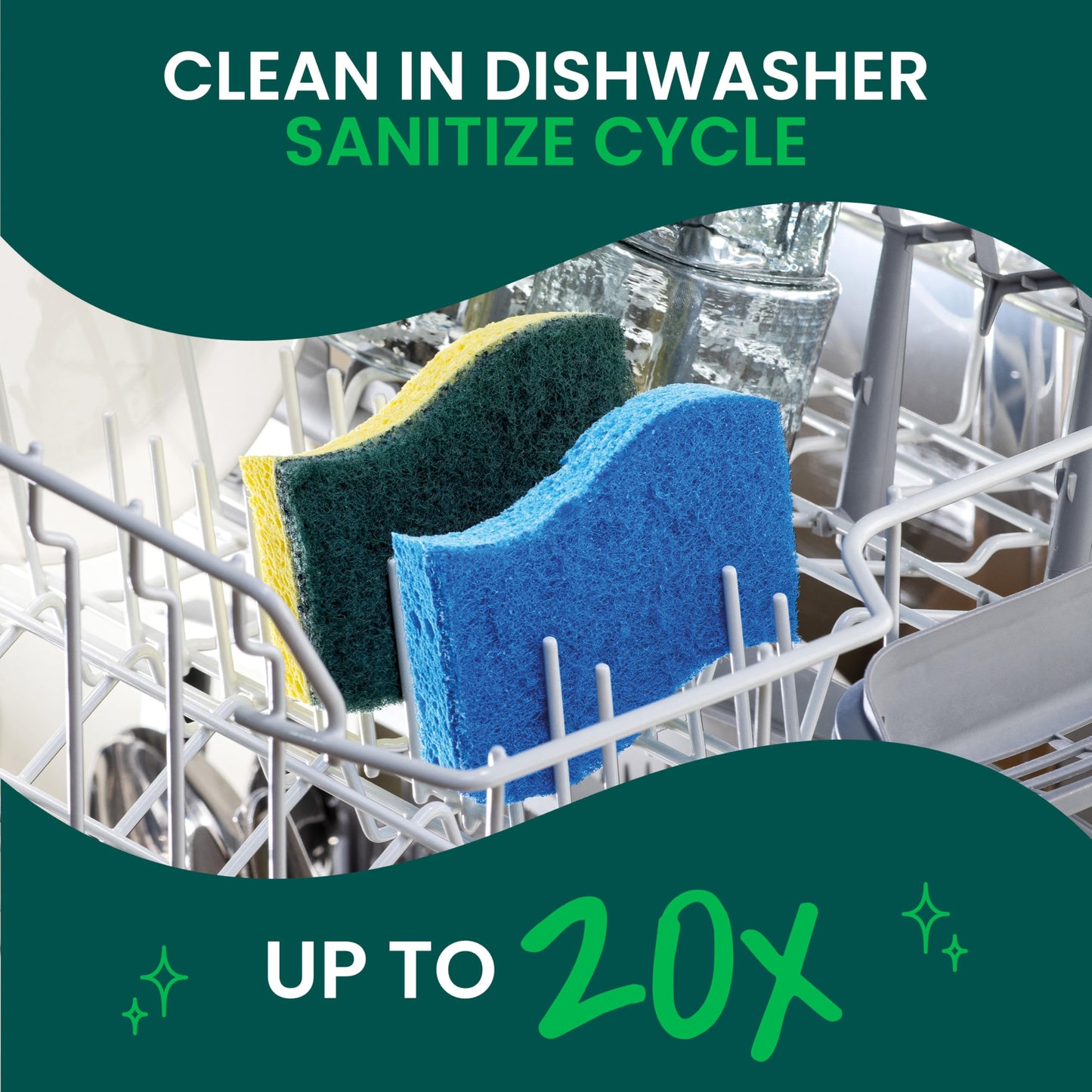 Scotch-Brite Heavy Duty Scrub Sponge, 24 Kitchen Sponges Designed for Tough Messes in the Kitchen that Last 3X Longer*, Best for Cast Iron Skillets and Outdoor Grills, Flexible, Durable, and Strong
