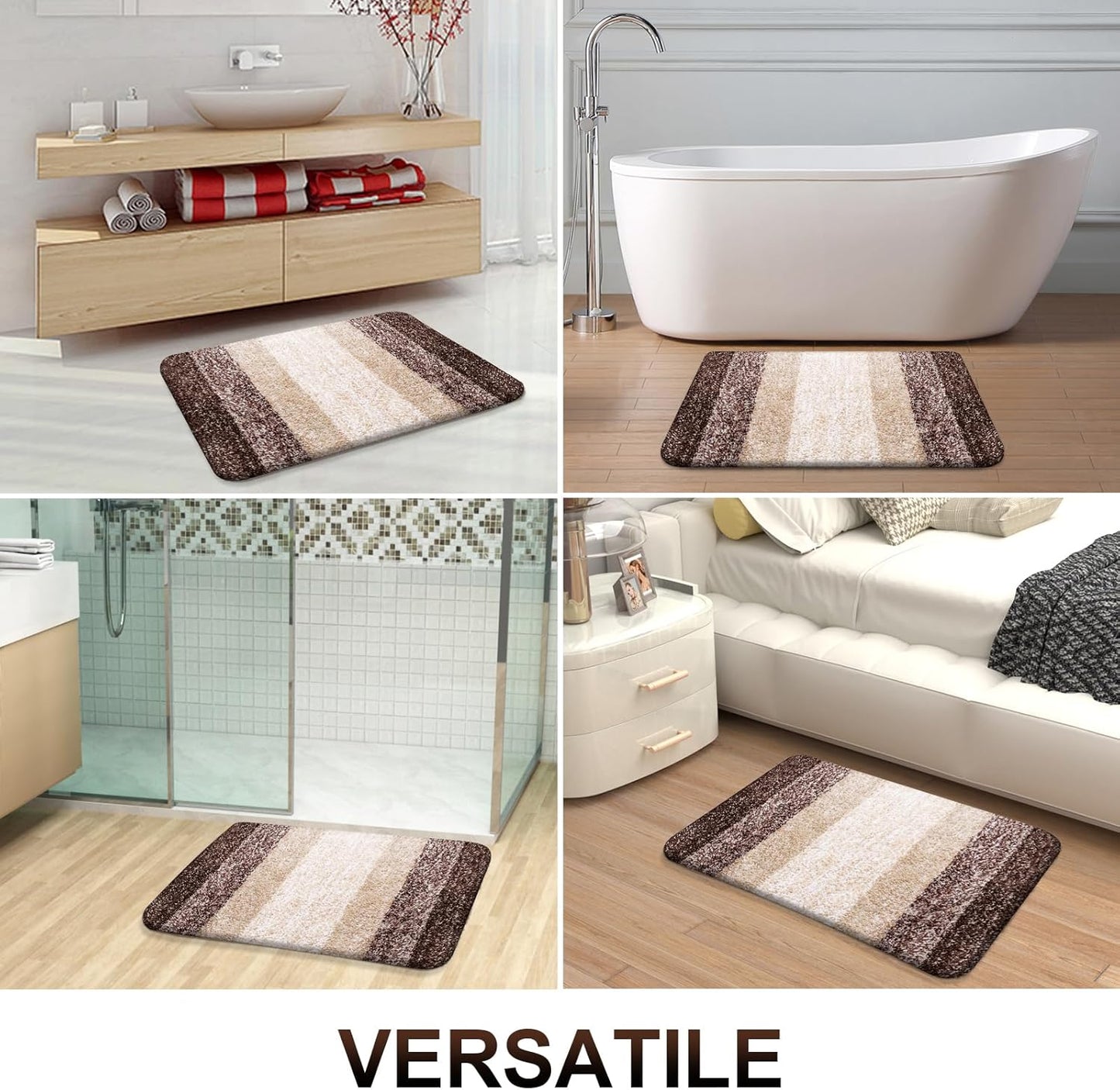 OLANLY Bathroom Runner Rugs - Extra Soft Microfiber Bath Mats | Quick Dry, Rubber Backing, 59x20, Brown