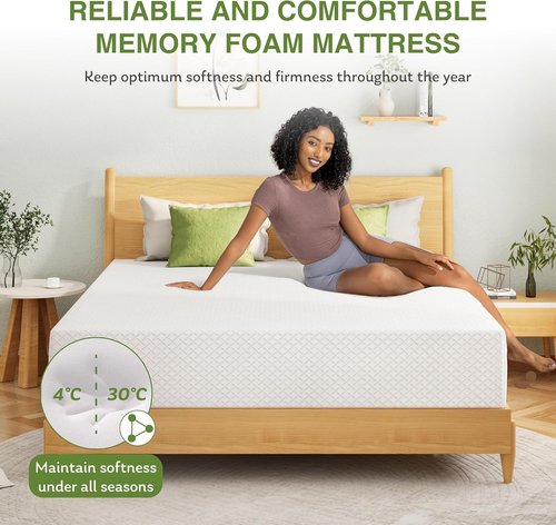 EGOHOME Twin XL Memory Foam Mattress - 12 Inch Cooling Gel Bed Mattress | Medium Firm Support, CertiPUR-US Certified, 80''L x 38''W, White