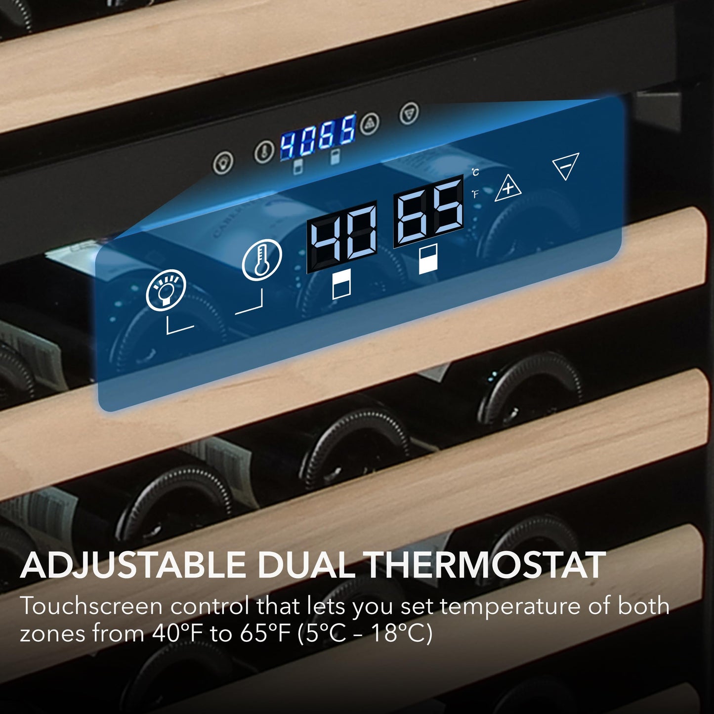 Whynter BWR-0922DZ 92 Built-in or Freestanding Stainless Steel Dual Zone Compressor Large Capacity Wine Refrigerator Rack for Open Bottles and LED Display, Dark Grey