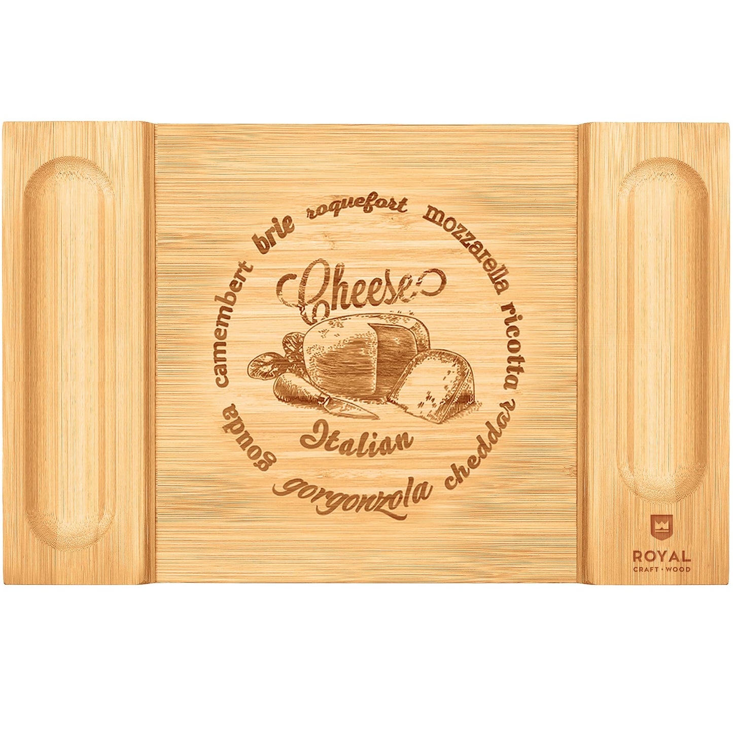 ROYAL CRAFT WOOD Charcuterie and Cheese Board - Large Bamboo Cheese Board - Serving Tray Platter - House Warming Gifts New Home, Birthday Gifts for Mom Dad Women Men - 15.5"x10"