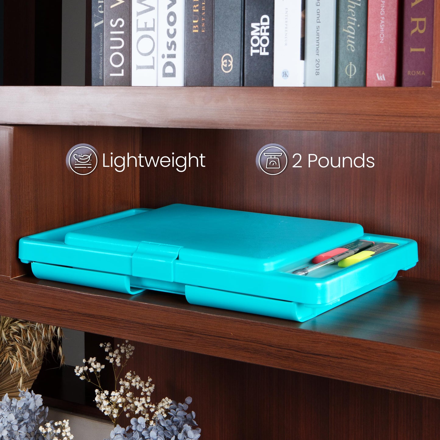 Loddie Doddie Foldable Lap Desk - Teal Blue, 9.75 x 12 in - Portable Desk & Lap Table with Storage Pocket - Table for Bed & Laptop Bed Tray - Car Seat Tray for Kids Travel