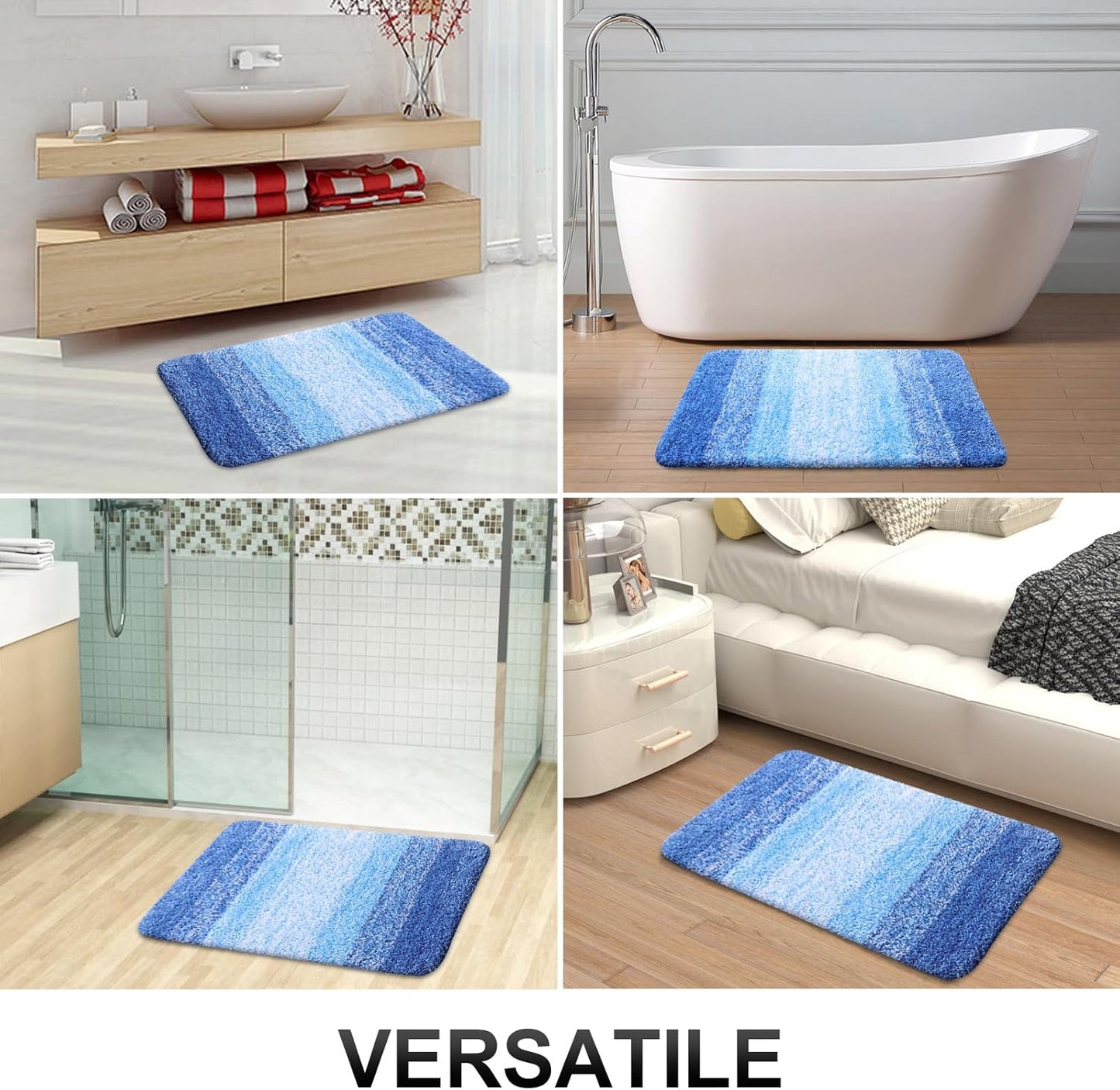 OLANLY Bathroom Runner Rug - Extra Soft Microfiber Mat | Quick-Dry, Rubber Backing, 59x20, Light Royal Blue