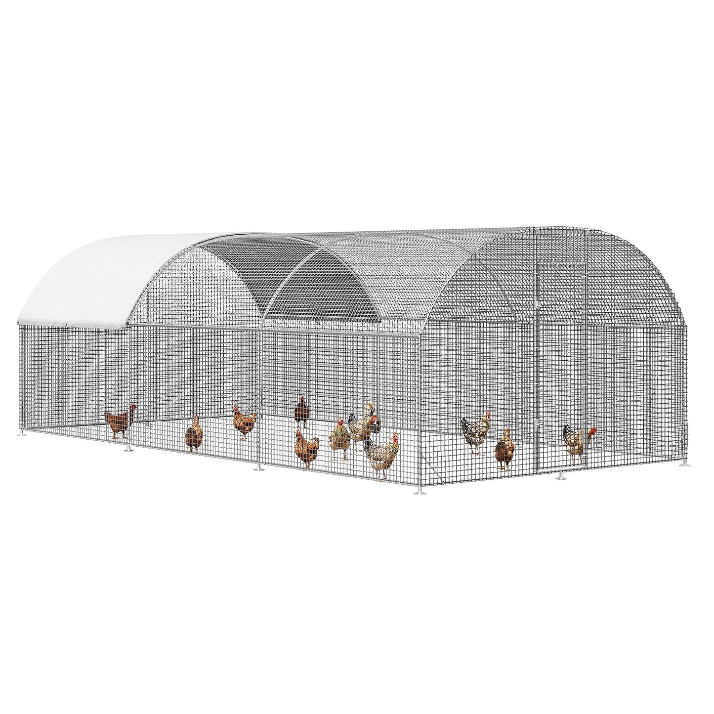 LEVELEVE Large Walk-in Chicken Coop with Chicken Run, Galvanized Poultry Enclosure with Waterproof Anti-UV Cover and Security Lock, Ideal for Rabbit, Duck, Backyard and Farm Yard, 19.7'x 9.8'x 6.6'