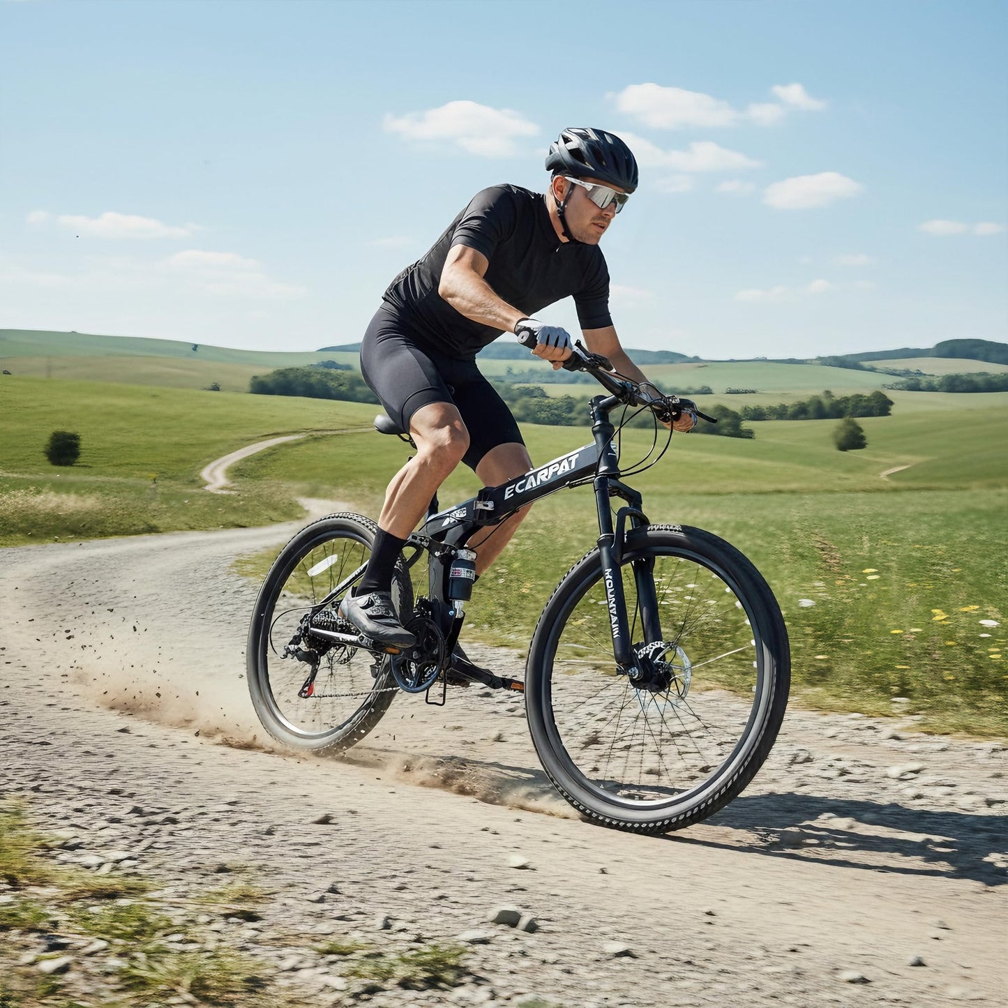 Ecarpat 26 Inch Folding Mountain Bike, 21 Speed Full Suspension High-Carbon Steel MTB, Dual Disc Brake Foldable Bicycle, Folding Bikes for Adults Men Women