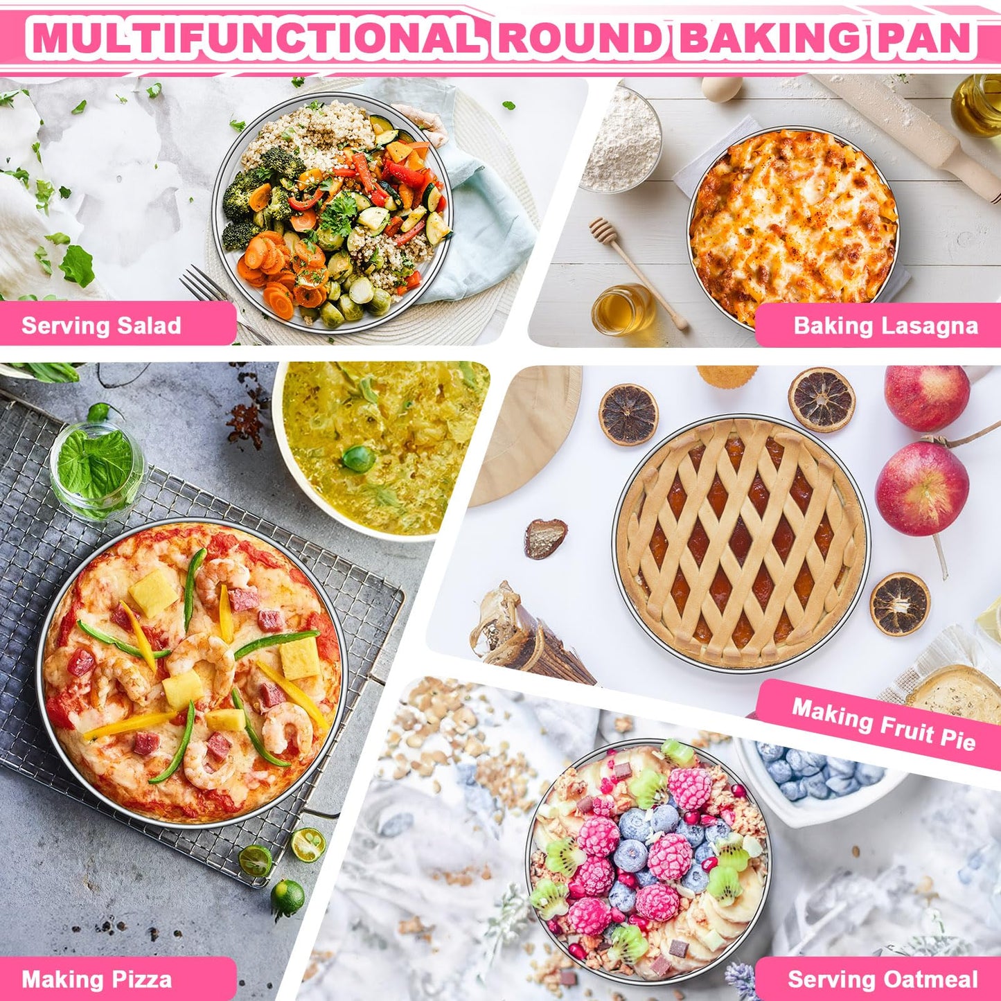 EWFEN 8 Inch Cake Pan Set of 2, Stainless Steel Round Layer Cake Baking Pans Tins, Non-Toxic & Healthy, Leak-proof & Easy Clean & Dishwasher Safe