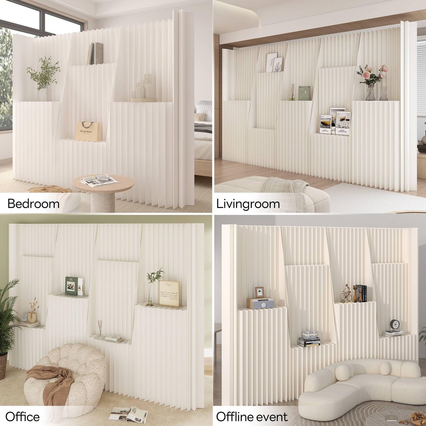 Paper Room Divider Temporary Wall Foldable Wall Divider Retractable Room Dividers and Folding Privacy Screens for Home/Office/Clothing Store/Enterprise/Studio