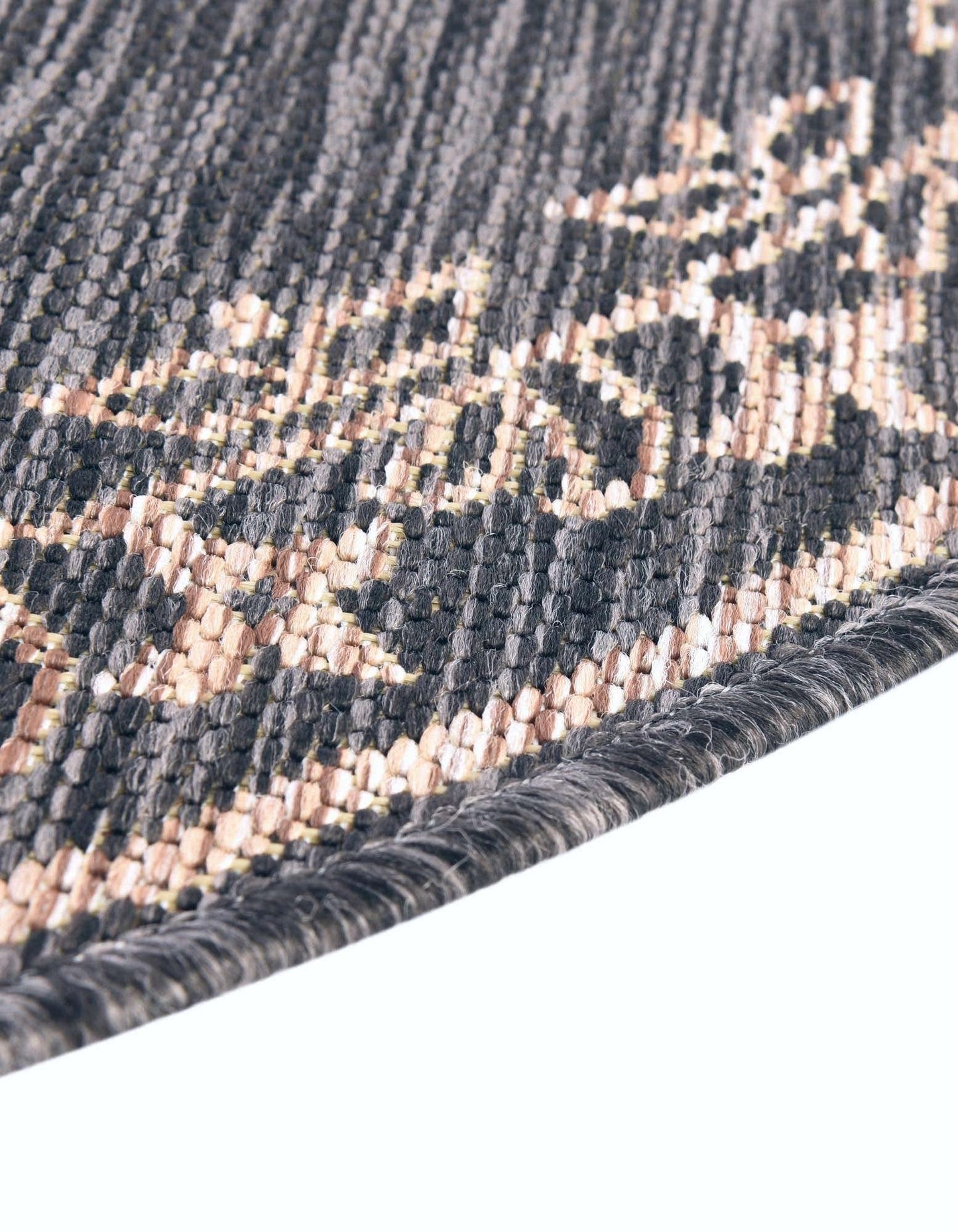 Unique Loom Outdoor Traditional Collection Area Rug - Antique (Round 13' 0" x 13' 0", Charcoal Gray/Natural)