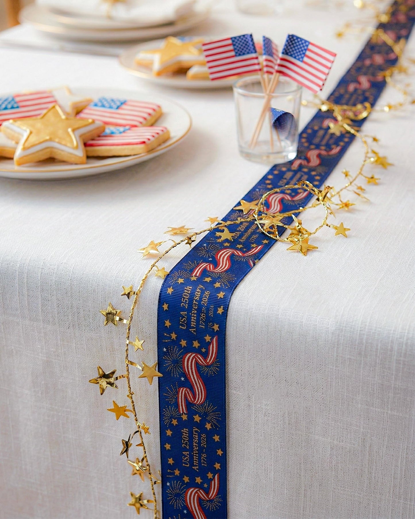 Gleamagic 2-Pack America 250th Anniversary Ribbon Bundle - 1 Inch x 50 Yards Total - Patriotic Satin Ribbon for Independence Day, July 4th Decor & Semiquincentennial Crafts & Commemorative Decor