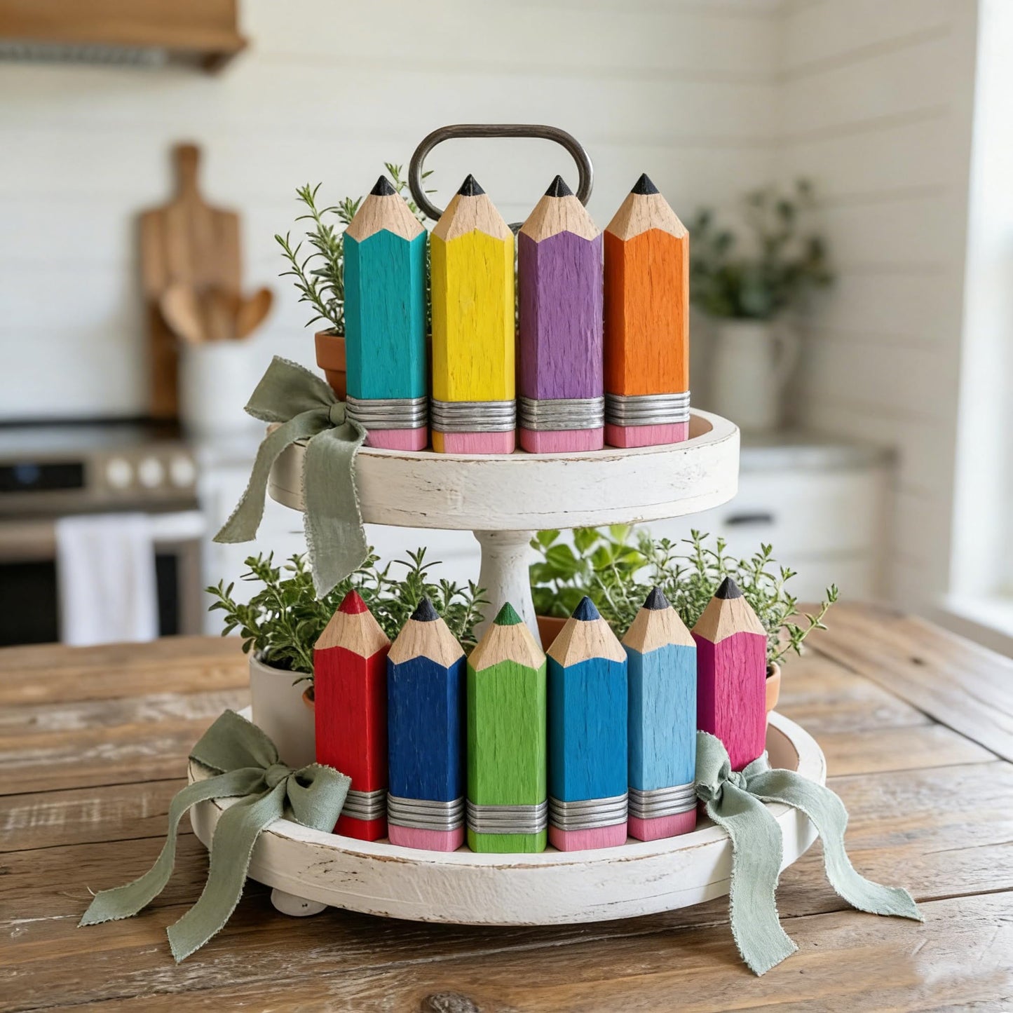 12 Pcs Pencil Shaped Wooden Cutouts Unfinished Pencil Shaped Table Signs Back to School Table Decor for First Day of School Classroom Office Party Decor DIY Art Craft, 4.7 Inches