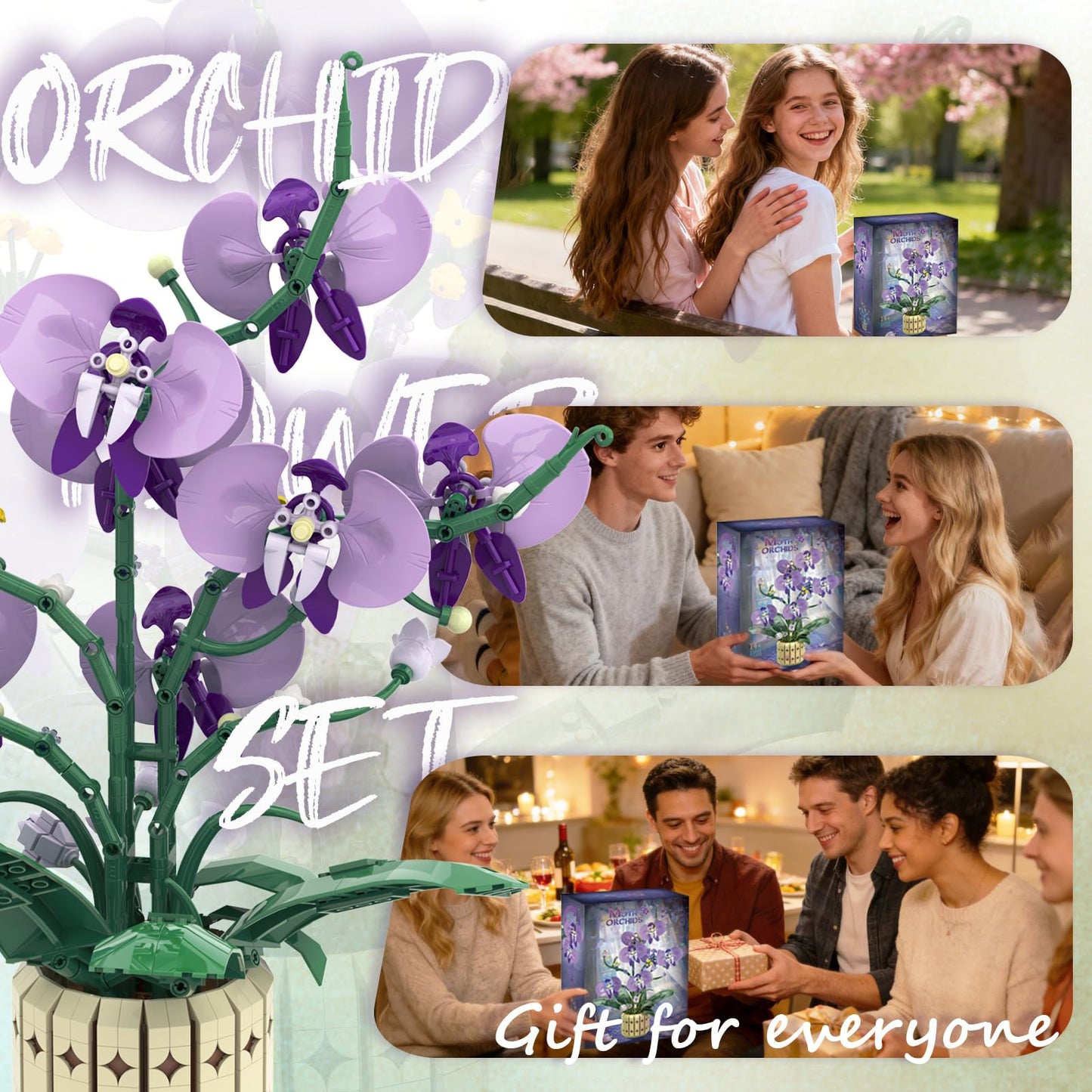 Botanicals Orchid Flower Kit, Flower Pot Set, Compatible with Lego Botanical Collection for Adults, Artificial Bouquet Flower Arrangement, Living Room Office Home Decor, Ideal Gift, 832PCS