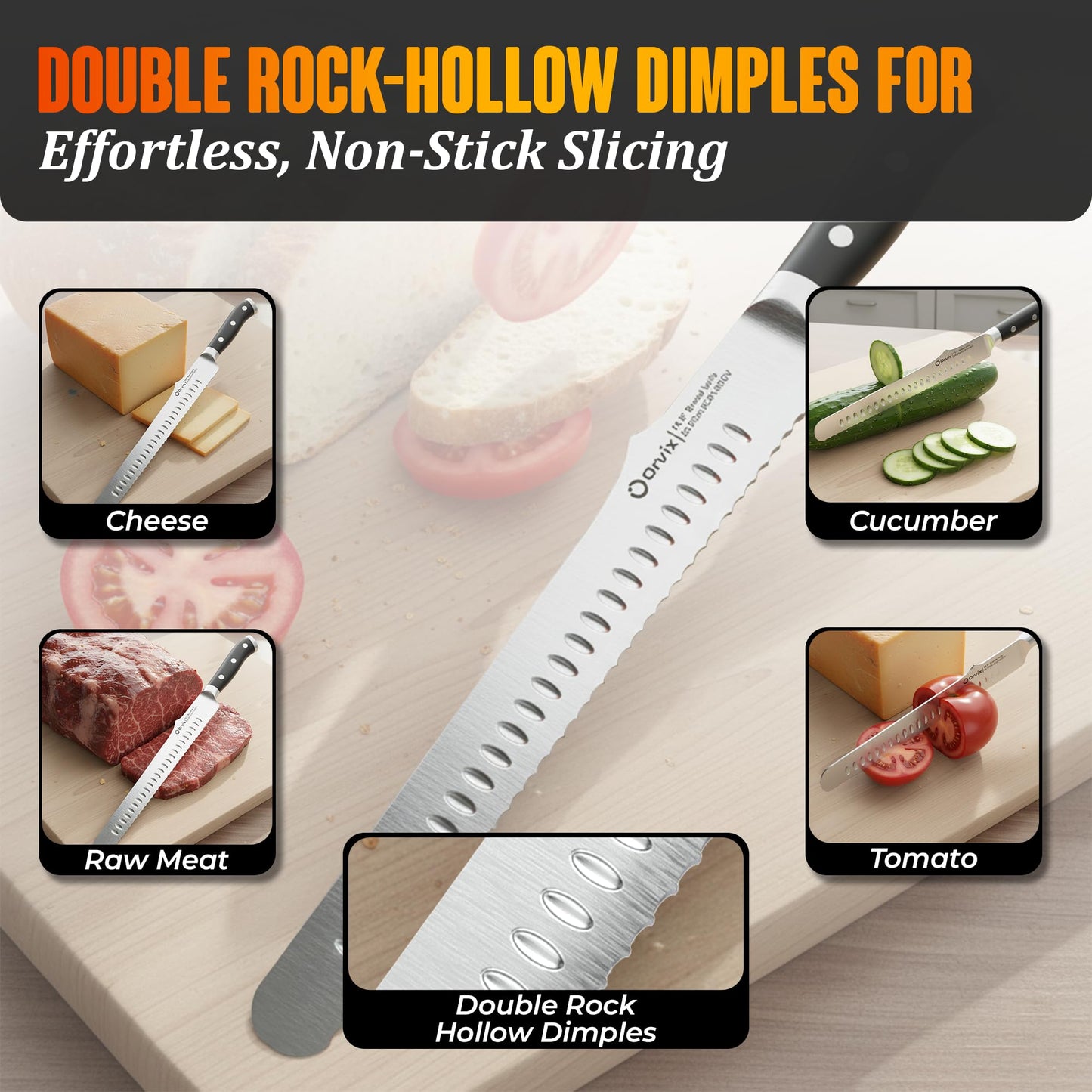 ORVIX Bread Knife 10.6 Inch Serrated Blade with 5-Inch Handle for Homemade Sourdough Bread Ultra Sharp Stainless Steel Full Tang with Ergonomic Handle Artisan Professional Series with Luxury Gift Box