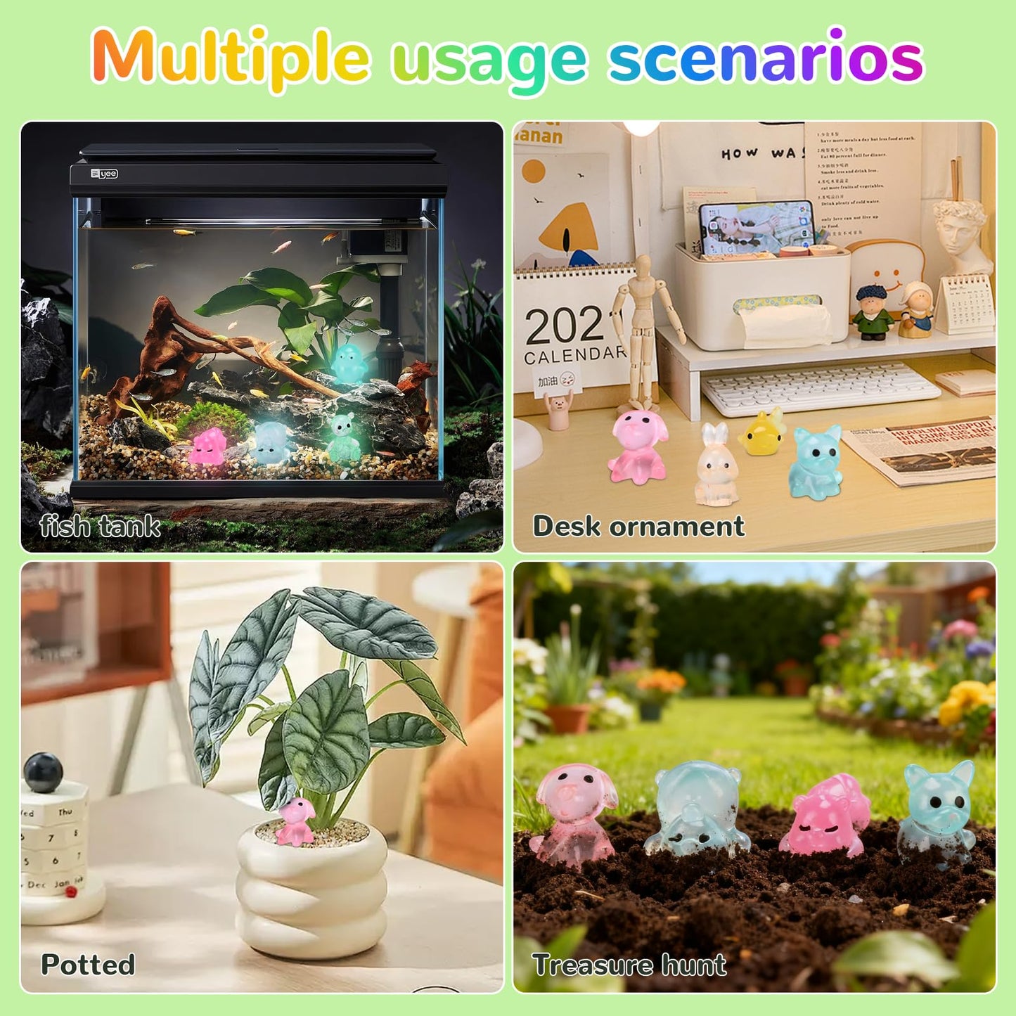 100pcs Mini Glow in The Dark Animal Resin Models, Mystery Resin Animals Blind Bag, Mini Luminous Farm Ocean Figures, Animal Miniatures for Fairy Garden Accessories, Random Design(Animals)