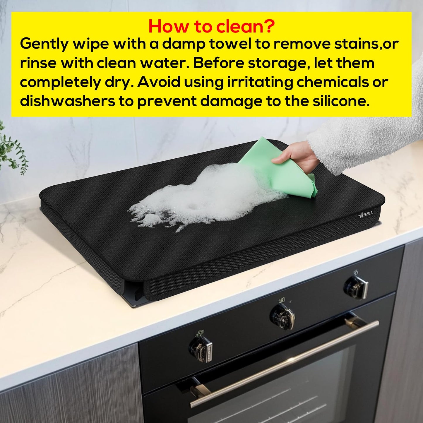 FLASLD Soft Gas Stove Burner Cover Fabric Mat, 29.5×21 Inches Foldable Easy Clean Gas Stove Protector, Anti Dust Stove Covers, Washable Stove Guard Top Protector