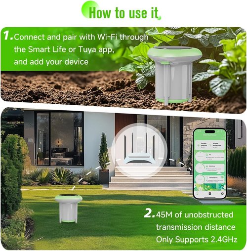 GreenVation 3-in-1 Soil Moisture Meter - Digital Sensor with Temperature & Fertility Alerts | Garden & Lawn Use