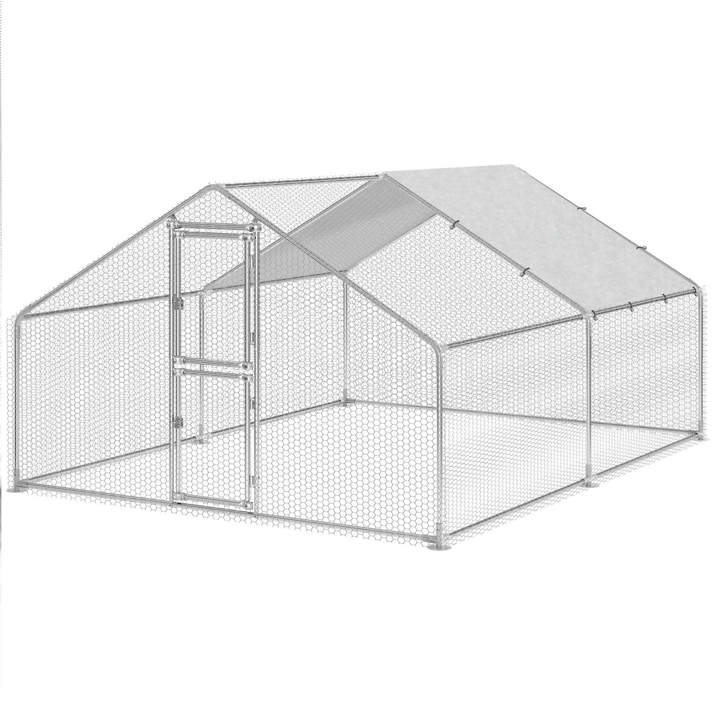 YITAHOME Large Metal Chicken Coop Run Pen for 10-20 Chickens, Walk-in Poultry Cage Hen Run House w Waterproof & Anti-UV Cover, Outdoor Chicken Cage for Outside, Backyard, Farm (13.1 x 9.8 x 6.4 ft)