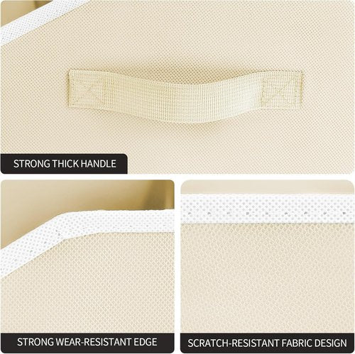 Homsorout Storage Bins - Small Trapezoid Closet Organizer Baskets with Handles, 6-Pack Beige