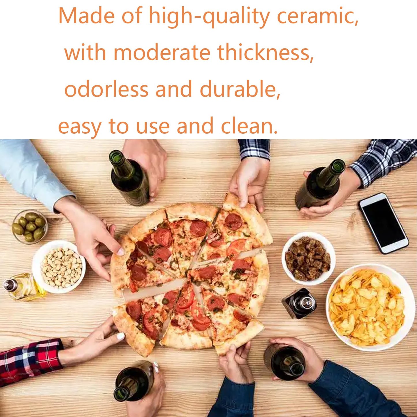 Heavy 20“ Round Ceramic Pizza Stone for BGE, Big Green Egg XL, Kamado Joe Big Joe 24-inch Charcoal Grill and others Smokers