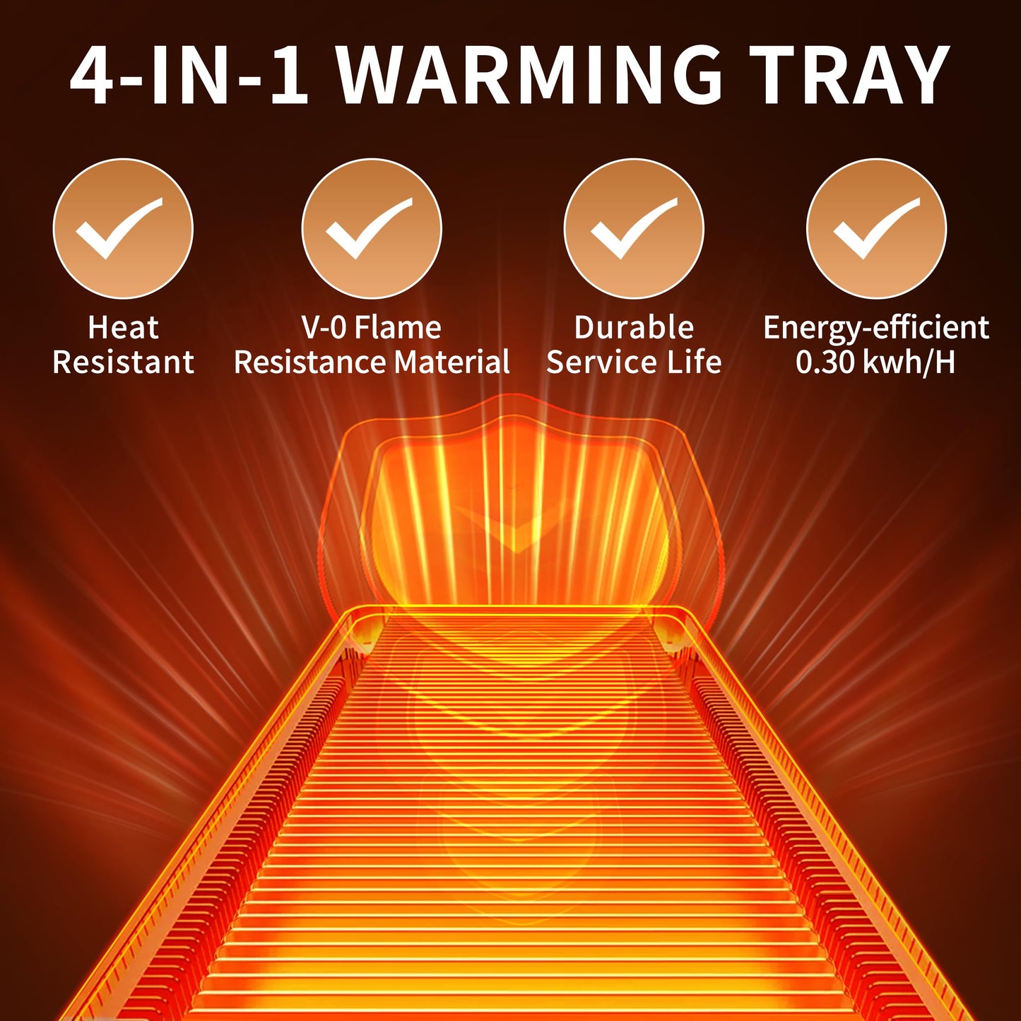 Electric Warming Tray (Extra Long 40”x12”), Warming Mat For Food with Thermostat & Full Surface Heating, Food Warmers For Parties Buffet & Gatherings, Temperature Adjustable Tempered Glass Warming Mat