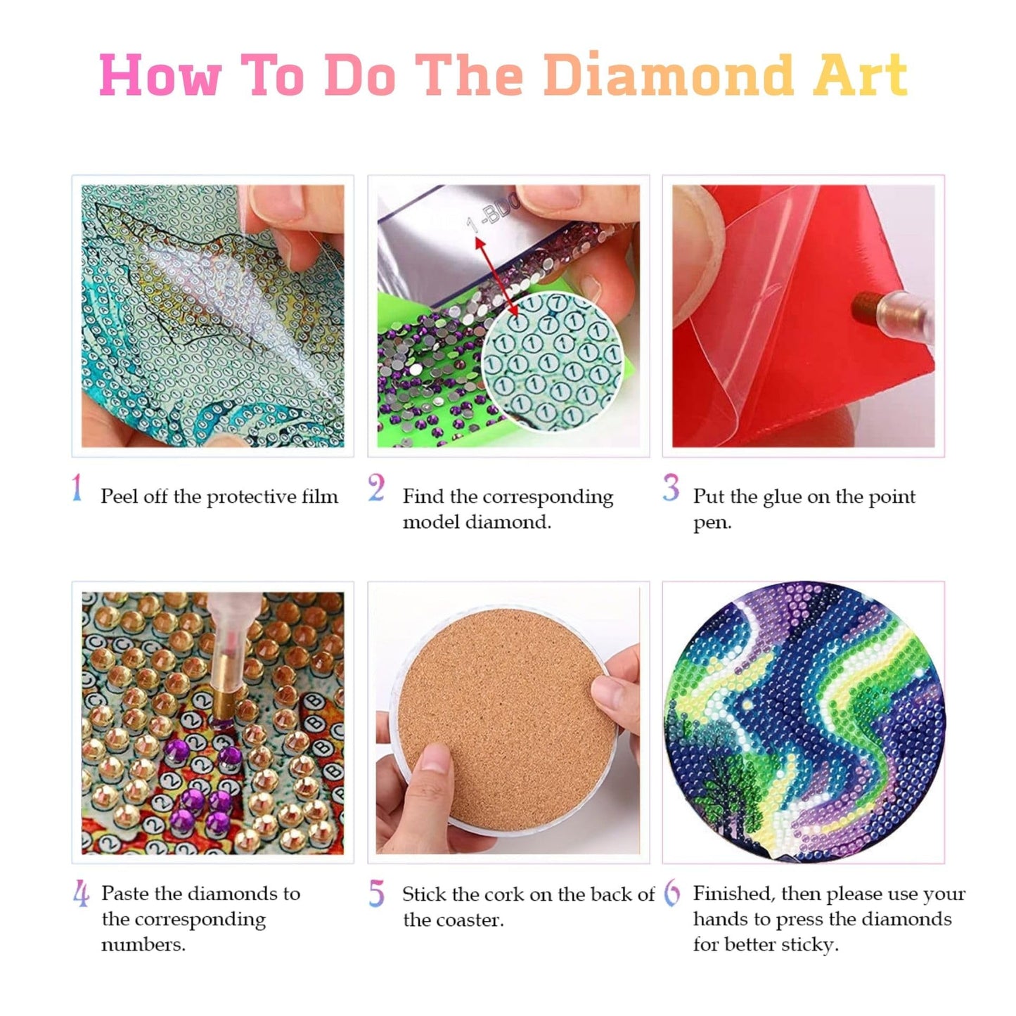 Bloomthread Sunset Beach Diamond Art Coasters Kits with Holder- 8 Pcs Acrylic Diamond Painting Coasters for Adults Beginners, DIY Craft Art Kits (Sunset)