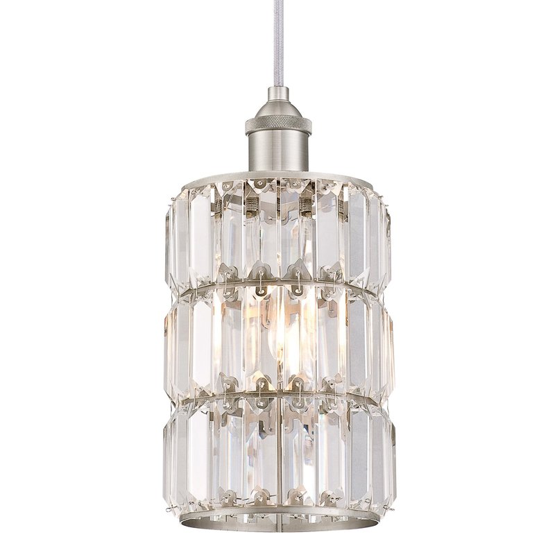 Westinghouse 6338900 Sophie One-Light Indoor Mini Pendant, Brushed Nickel Finish with Crystal Prism Glass