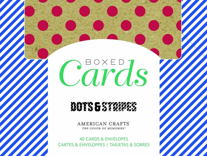 American Crafts Boxed Card Sets for Scrapbooking, 40 Cards/40 White Envelopes, Dots and Stripes