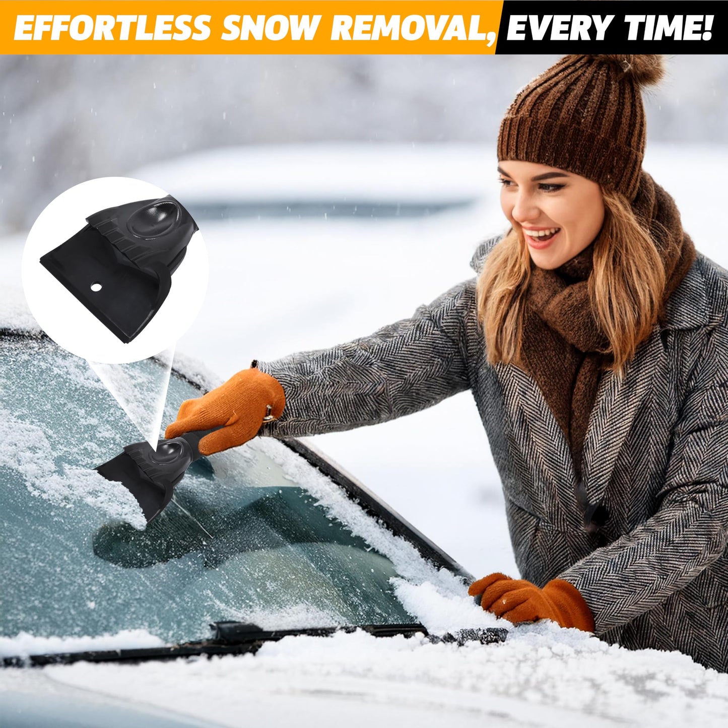 EcoNour Ice Scrapers for Car Windshield (1 Pack) | Car Ice Scraper | Window Snow Scrapper for Car to Remove Snow and Frost | Car Snow Accessories