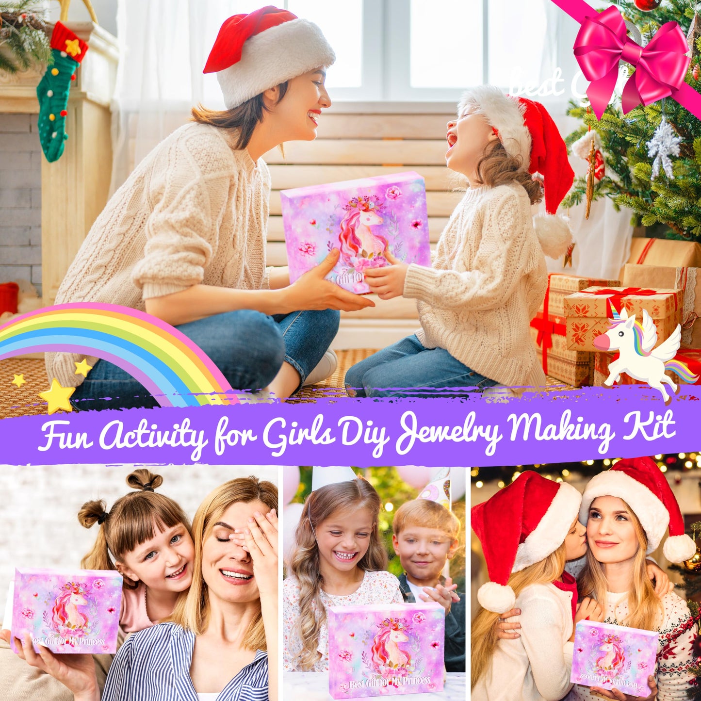 AMAZING TIME 130 Pcs Charm Bracelet Making Kit, Jewelry Toy for Girl Age 8-12 Beads Craft Set for 5 6 7 8 9 10 11 12 Year Old Teenage Birthday Gift