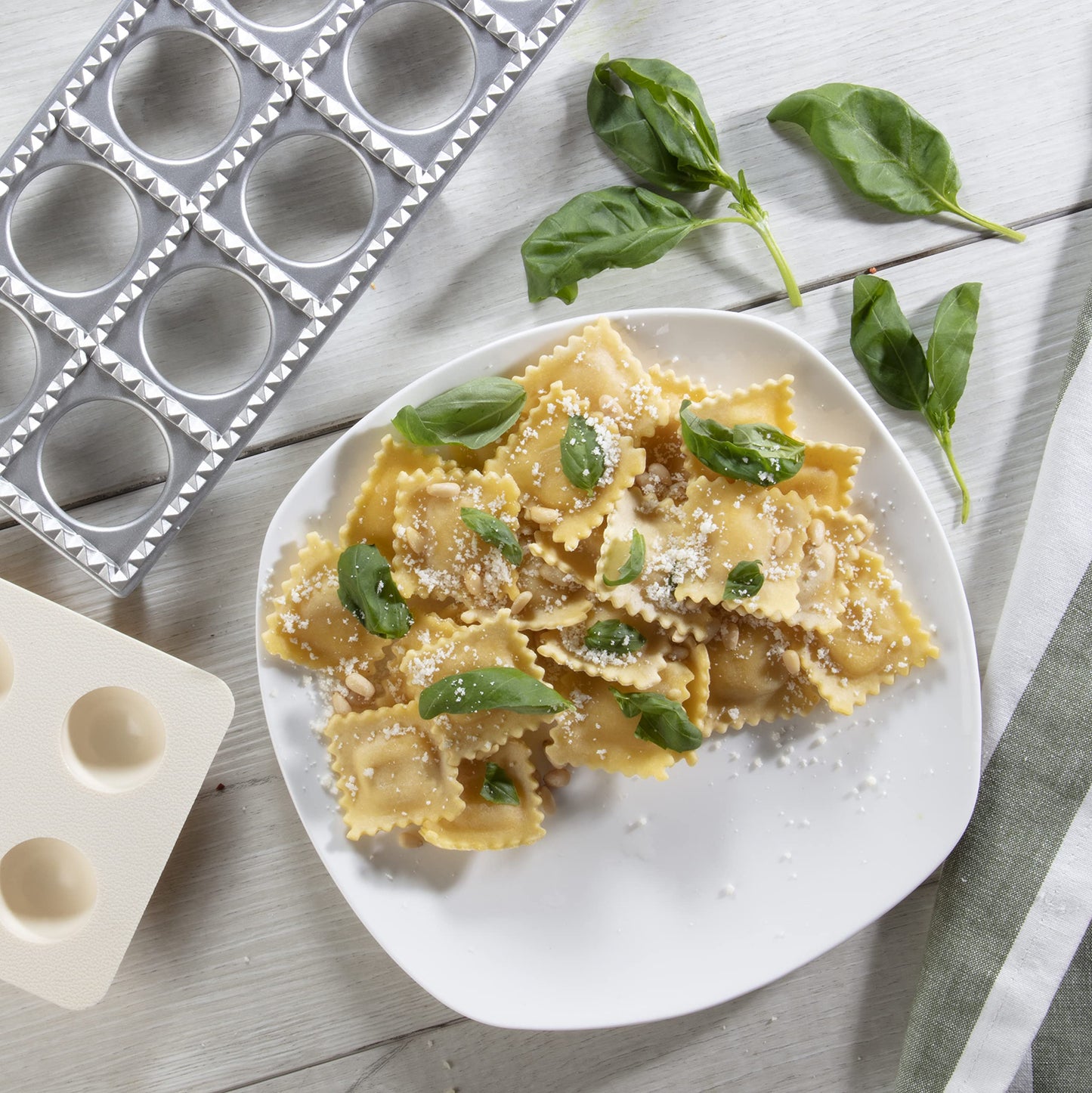 Ravioli Maker by Cucina Pro - Includes Tray and Press Tool - Makes 12 Italian, Authentic Raviolis at a Time, XL 1 3/4 Inch Squares, Easy to Use Pasta Maker Kit, Sturdy Construction & Great Gift